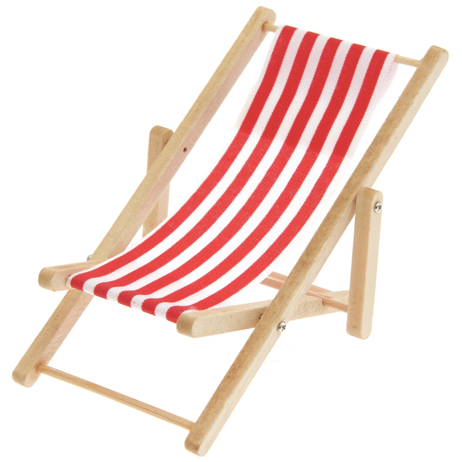 Mini transat rayé 6,5 x 11 cm Couleur Rouge et blanc from Rico Design Miniatur Strandliege gestreift von Rico Design in Rot-Weiß, 6,5x11cm, aus Holz mit Stoffbezug.