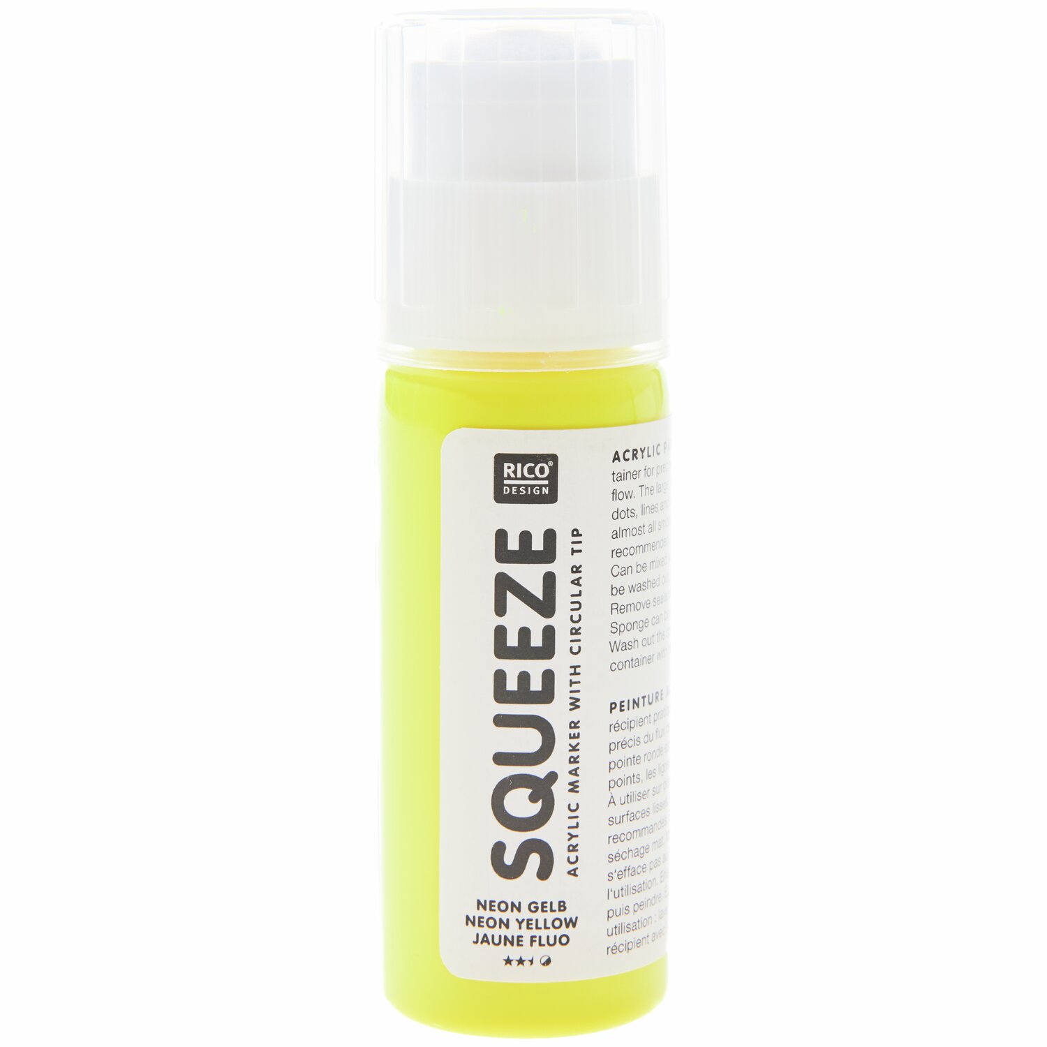 Squeeze Acrylic Marker 60ml 1 Stück Farbe Neongelb von Rico Design Squeeze Acrylic Marker 60ml von Rico Design in leuchtendem Neongelb, ideal für kreative Projekte.