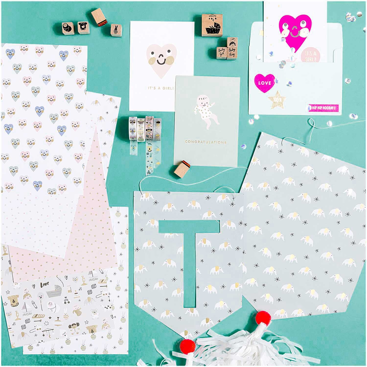 Paper Poetry Stempelset Hello Baby 10-teilig von Rico Design