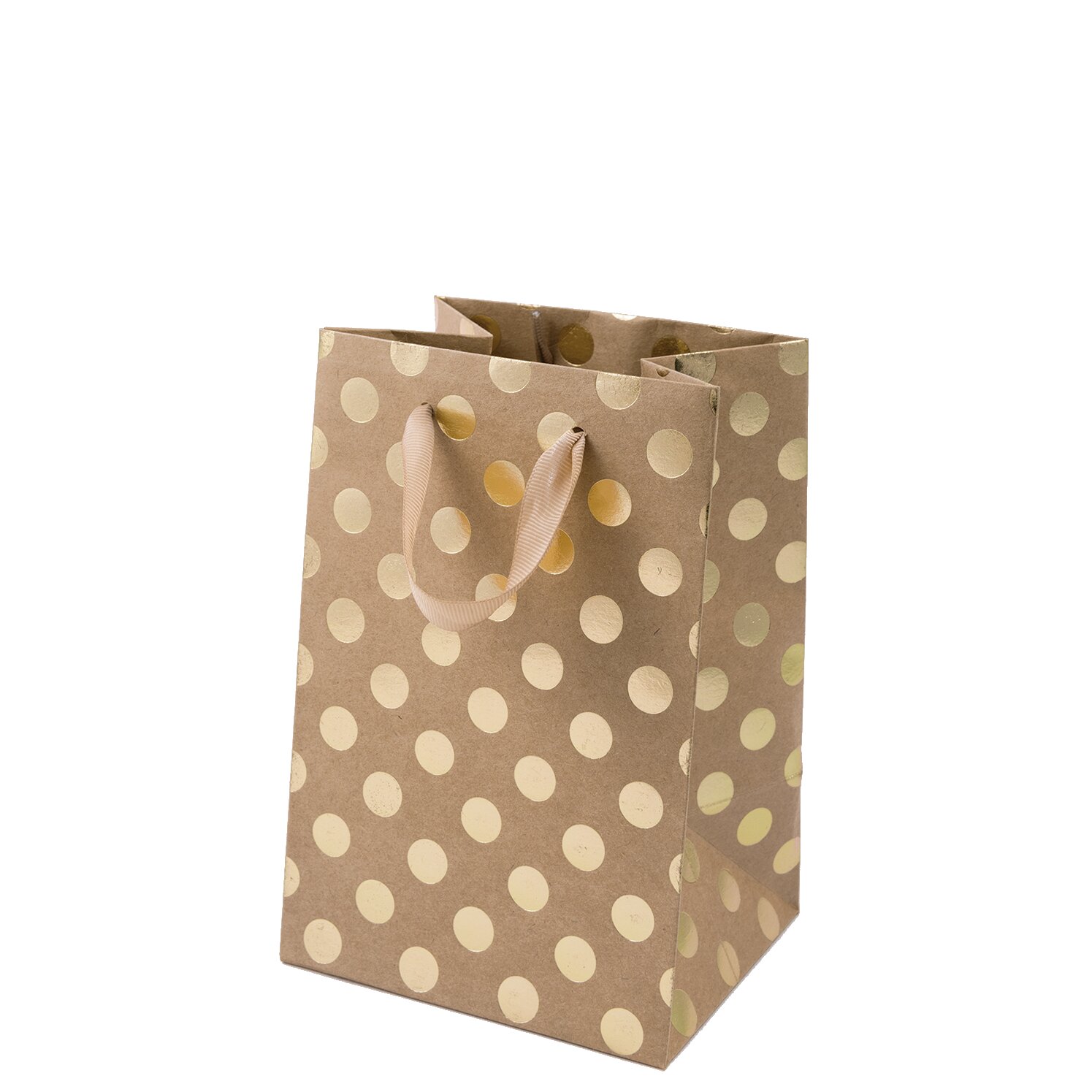 Paper Poetry Geschenktüte mit goldenen Punkten, 12x18x10cm, von Rico Design. Ideal für stilvolle Geschenkverpackungen.