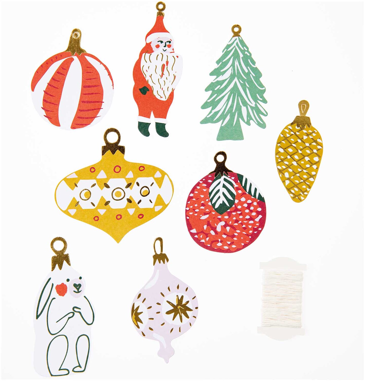 Paper Poetry Papieranhänger Nostalgic Christmas classic, 8 Stück, mit weihnachtlichen Motiven wie Weihnachtsmann, Tannenbaum und Ornamenten.