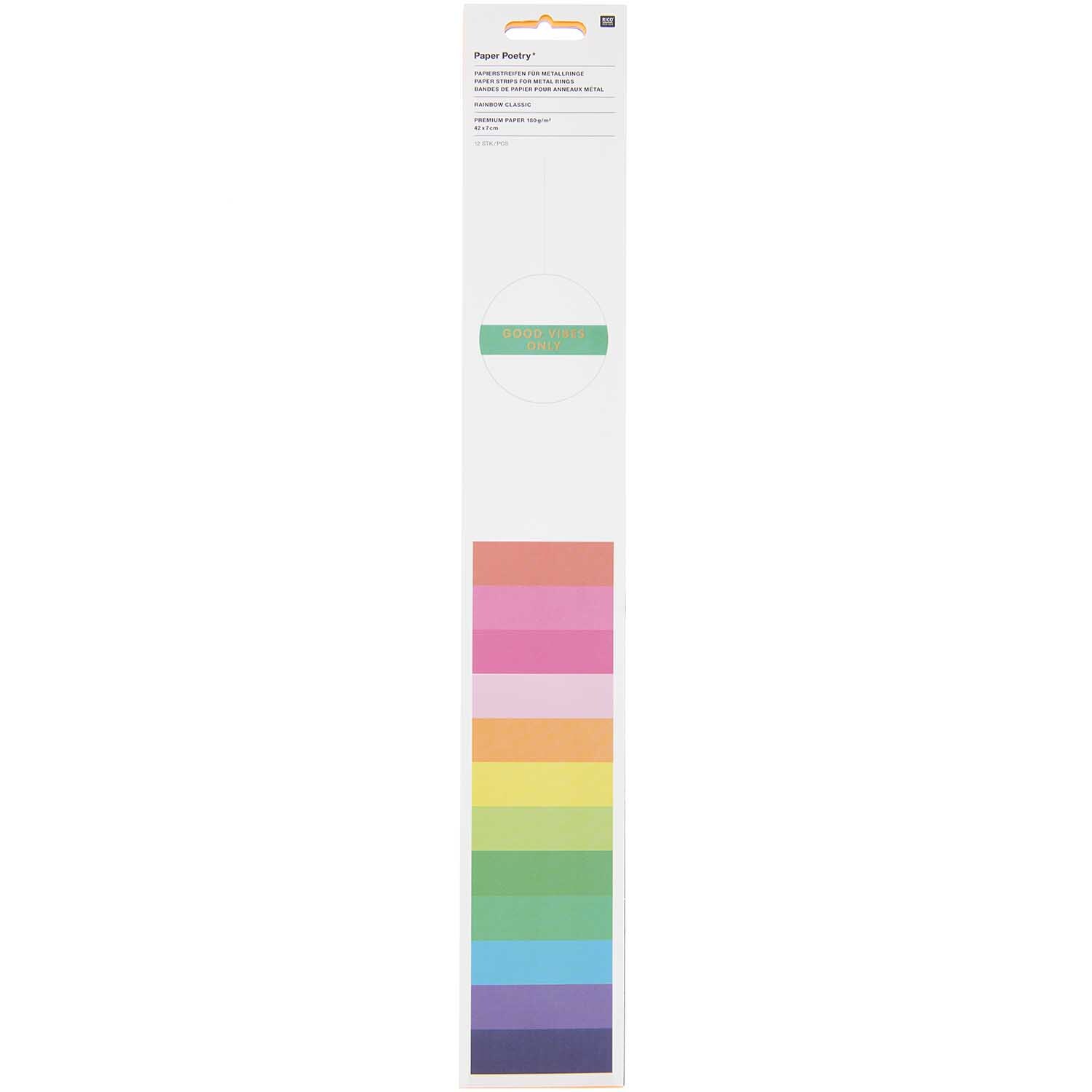 Paper Poetry Papierstreifen 7x42cm 12 Farben Farbe Classic von Rico Design Paper Poetry Papierstreifen in 12 leuchtenden Farben von Rico Design, ideal für kreative Bastelprojekte.