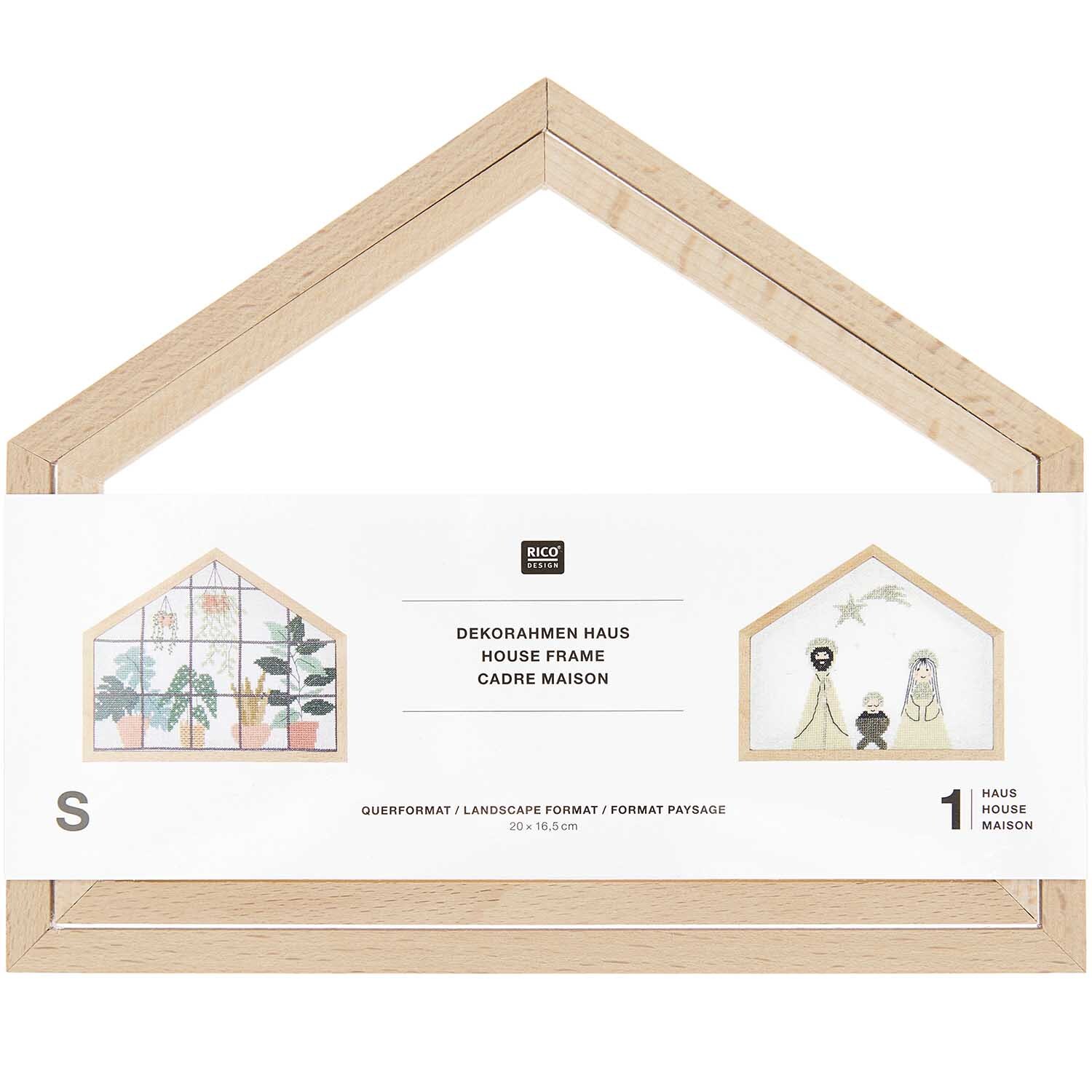 Cadre décoratif Maison format paysage Taille 20x16,5cm from Rico Design Dekorahmen Haus Querformat von Rico Design, aus hellem Holz, ideal für kreative Dekorationen.