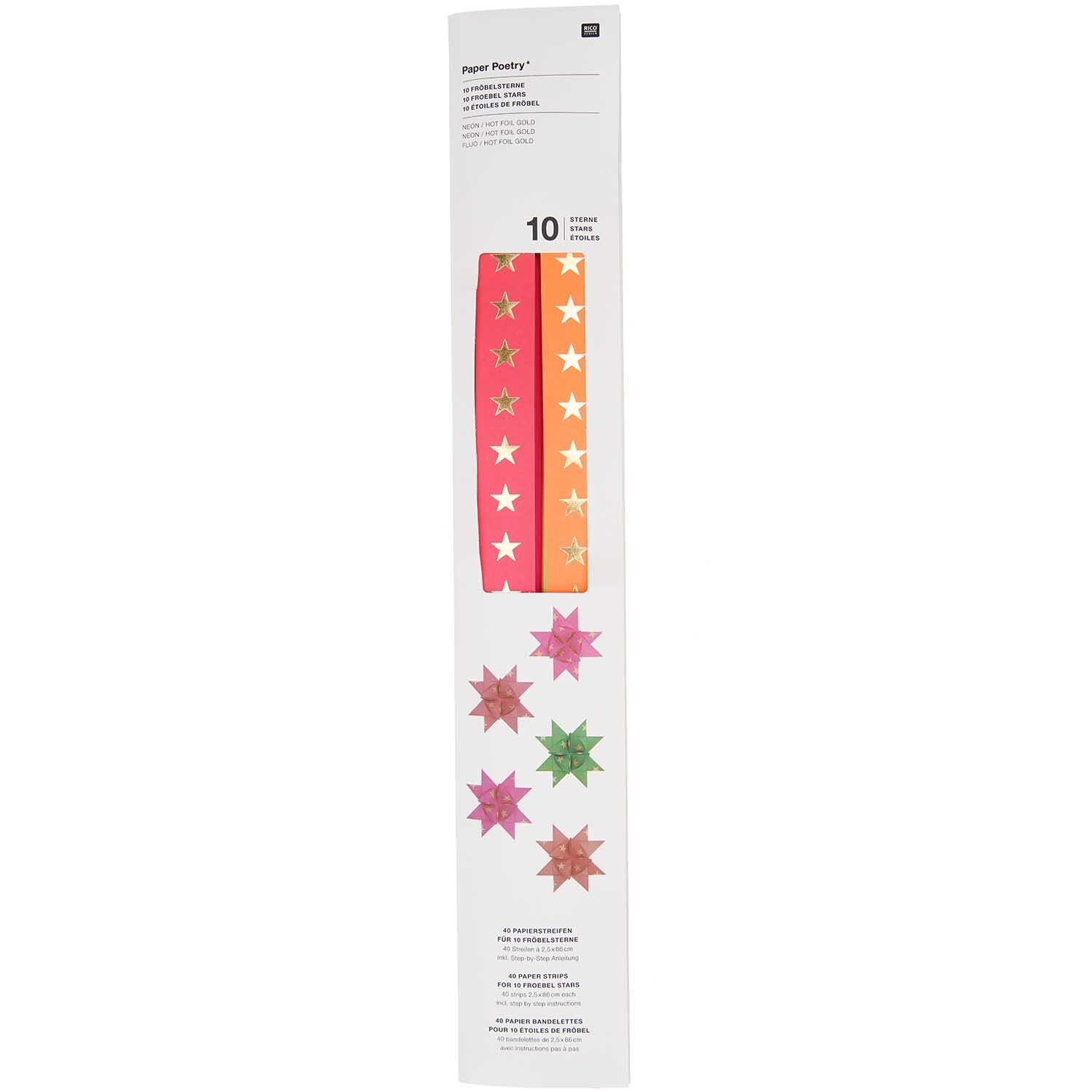 Paper Poetry Fröbelstreifen neon Sterne L 40 Stück von Rico Design