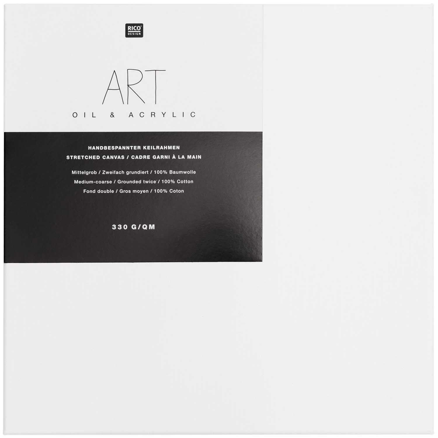 ART Keilrahmen von Rico Design, weißer Leinwandrahmen für Öl- und Acrylmalerei, 330 g/m².
