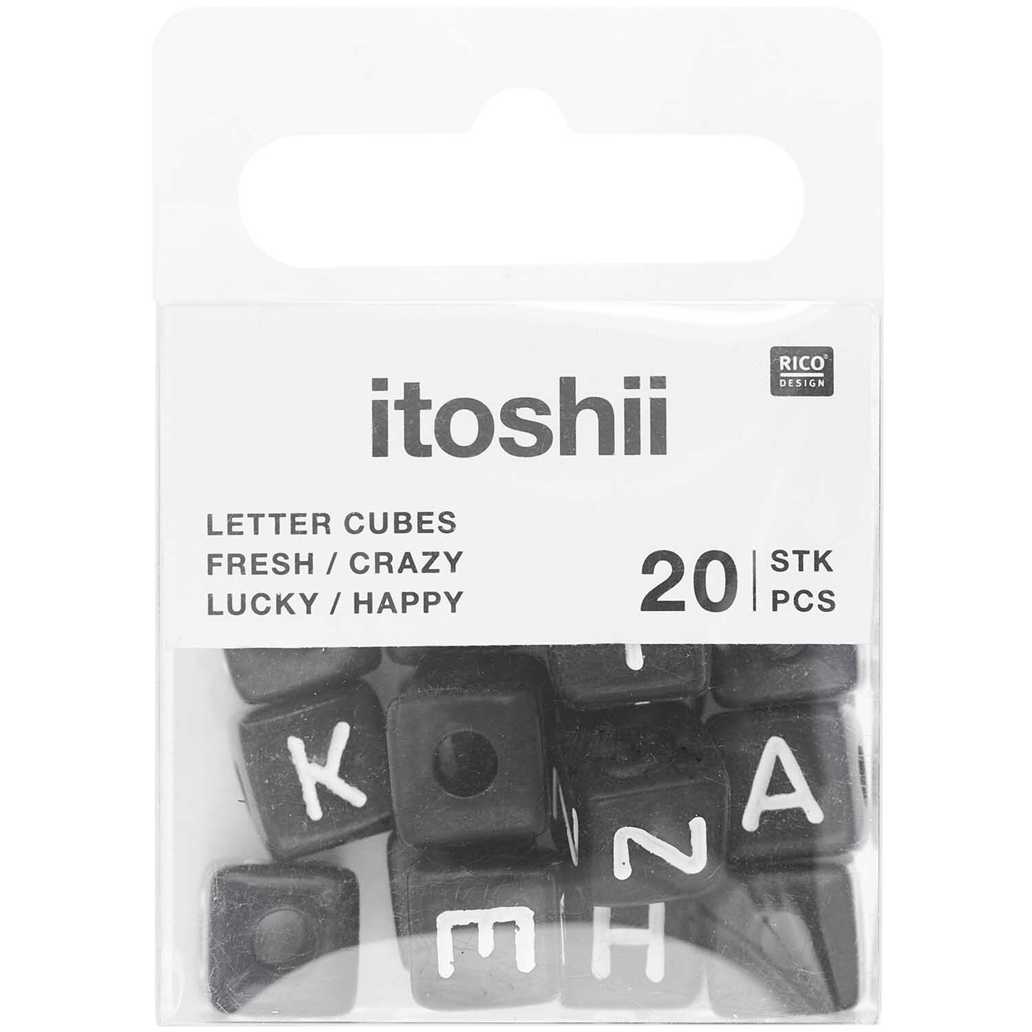 itoshii - Ponii Beads Würfelperlen Set 10x10x10mm 20 Stück Farbe Schwarz von Rico Design Itoshii Ponii Beads Würfelperlen Set mit 20 schwarzen Perlen, ideal für kreative Bastelprojekte.