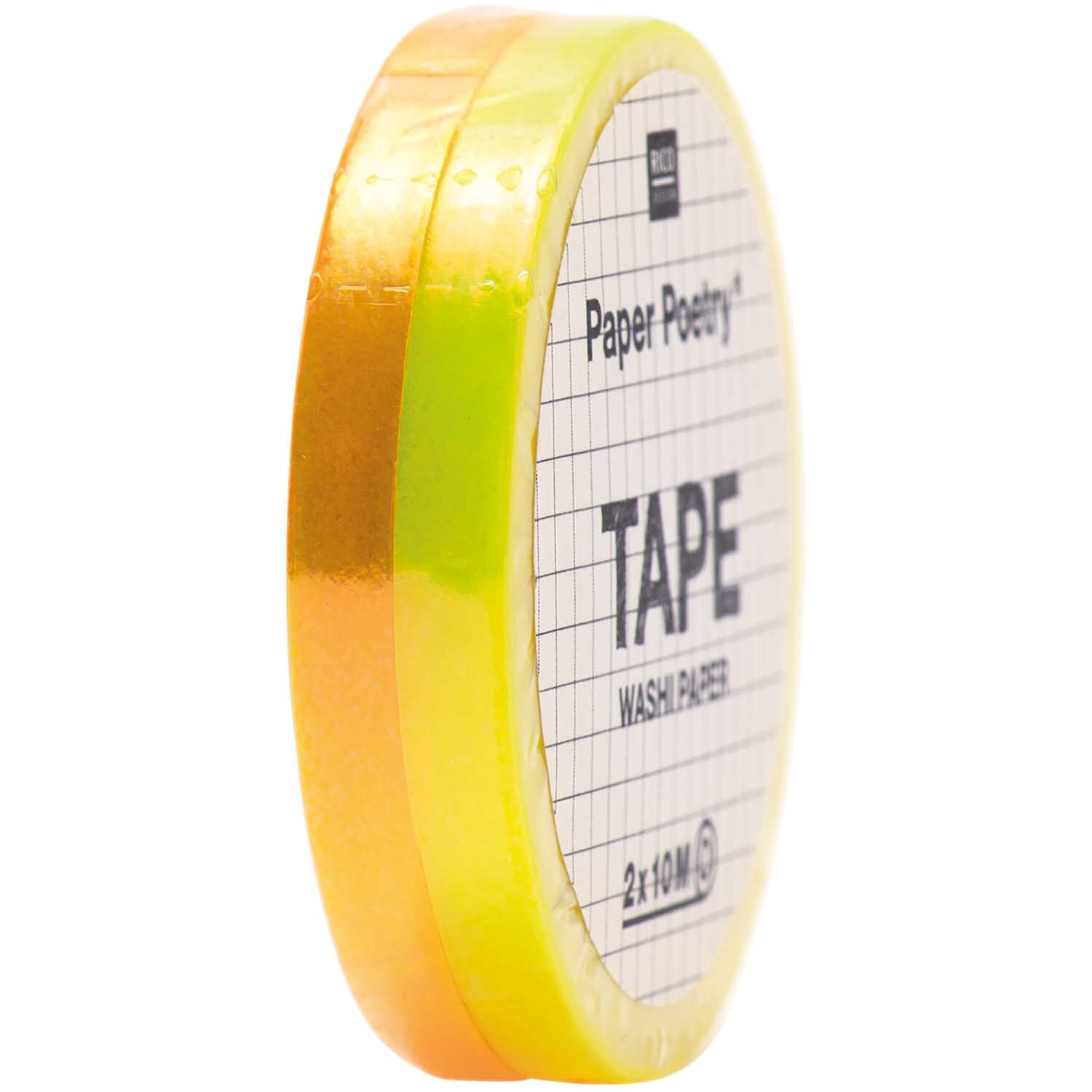 Paper Poetry Tapes irisierend 5mm 10m 2 Stück Farbe Gelb-Orange von Rico Design