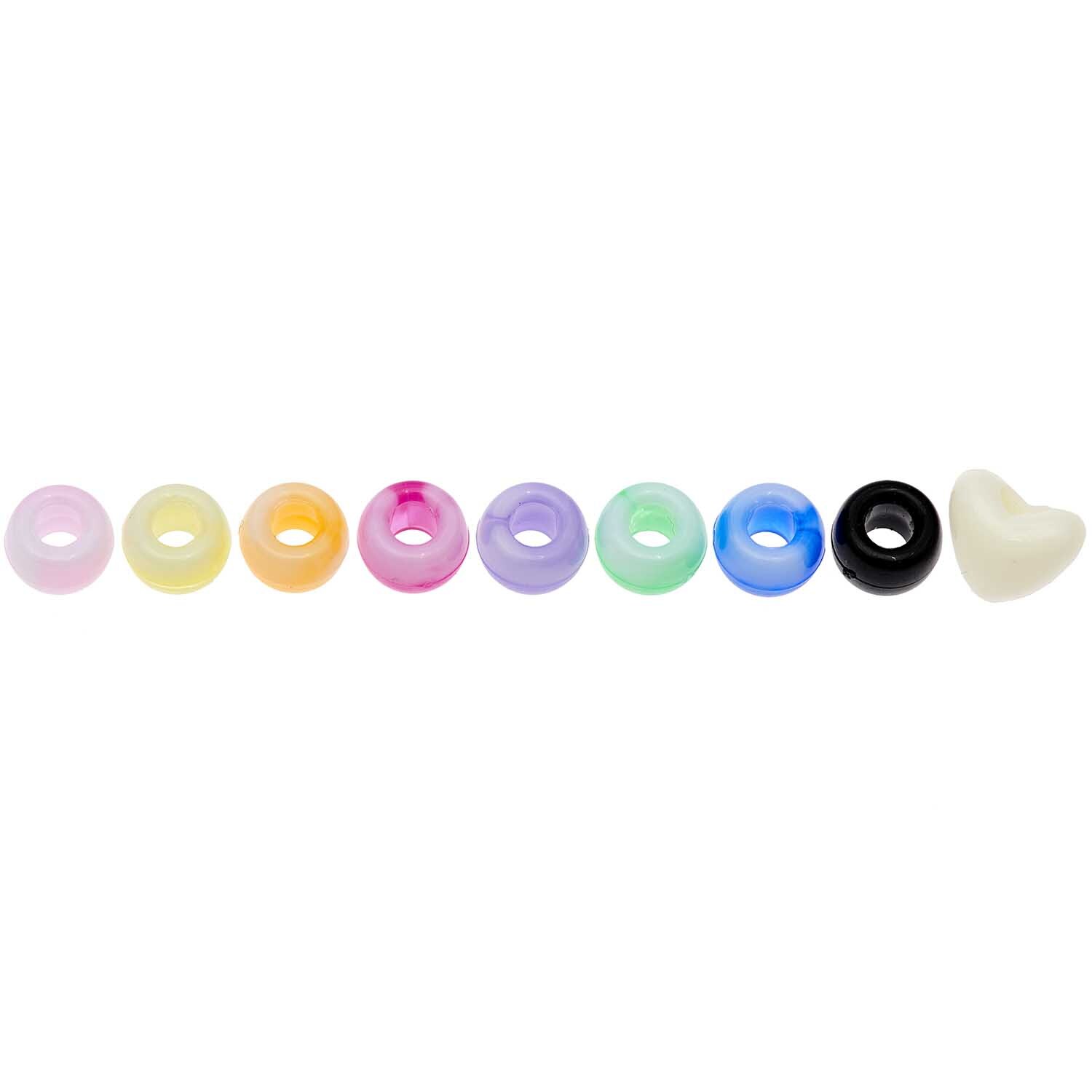 itoshii - Ponii Beads Marmor Mix 9x6mm, 80 bunte Perlen in verschiedenen Farben und Formen, ideal für kreative Bastelprojekte.