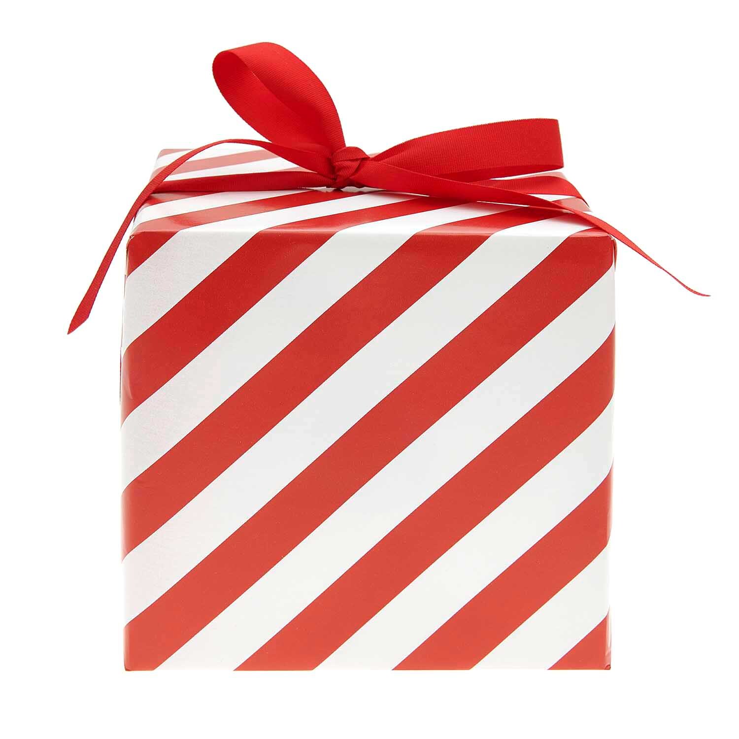 Paper Poetry Geschenkpapier Streifen rot-weiß 70cm 8m 80g/m² von Rico Design Paper Poetry Geschenkpapier mit rot-weißen Streifen, dekoriert mit einer roten Schleife. Ideal für festliche Anlässe.