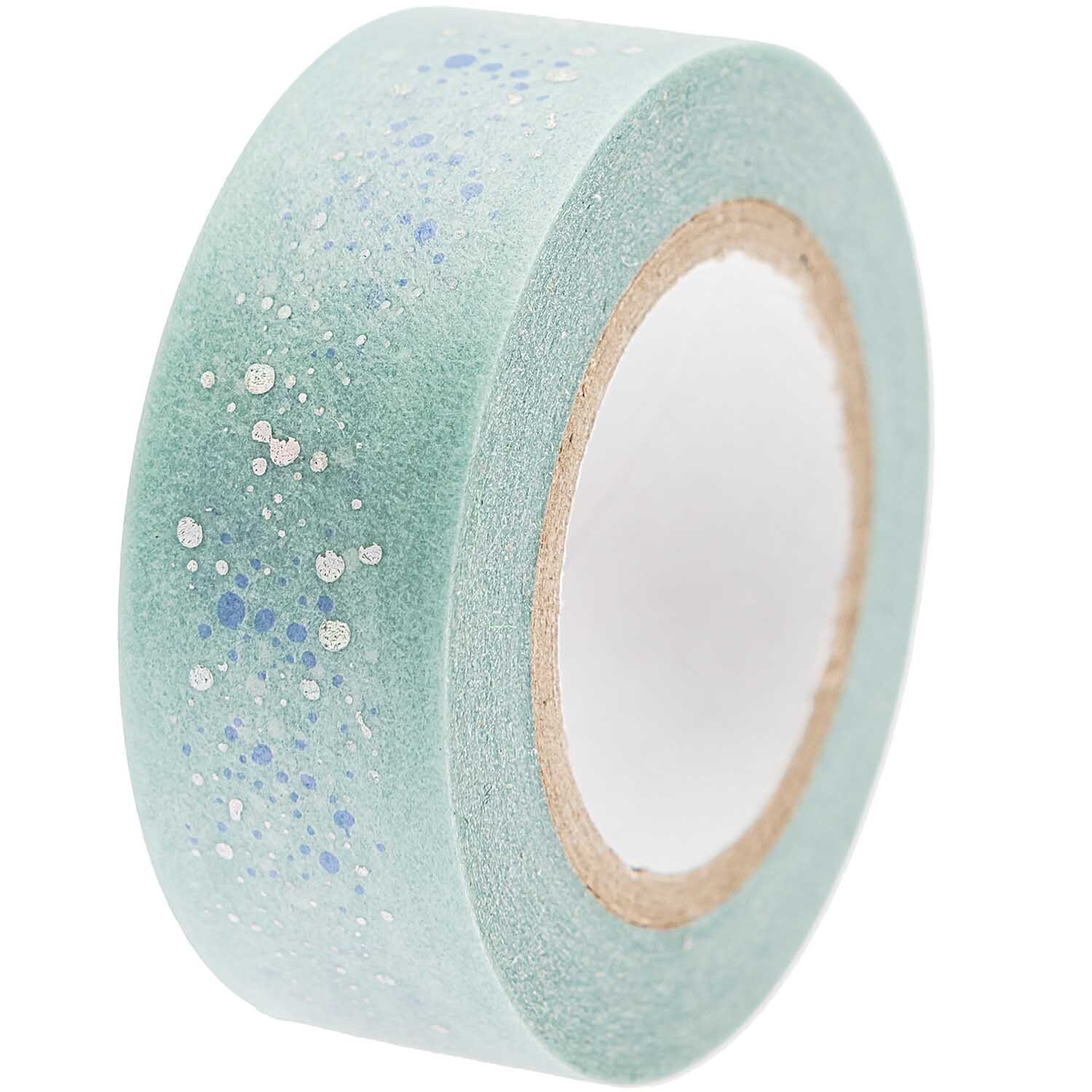 Paper Poetry Tape Mermaid Bubbles, 1,5 cm x 10 m, mintgrün mit schimmernden Blasenmuster von Rico Design. Ideal für kreative Projekte.