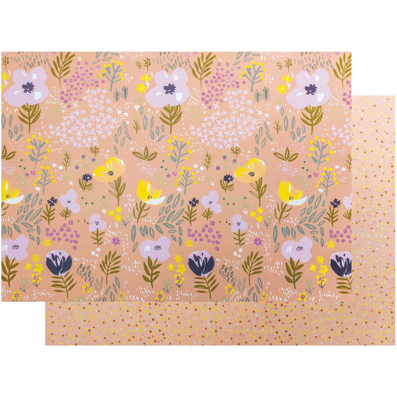 Paper Poetry Motivkarton Crafted Nature zeigt ein florales Muster mit rosa Blumen auf 50x70cm.