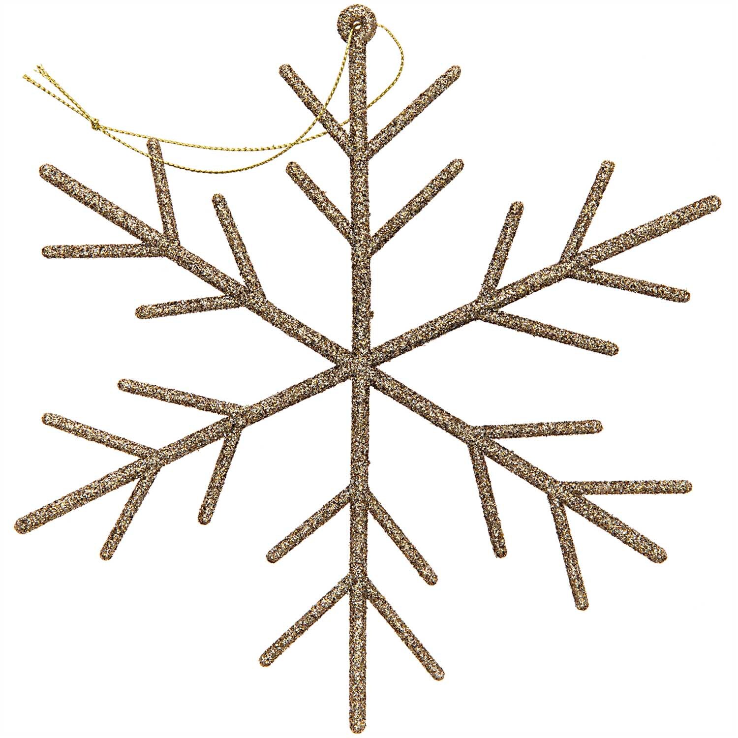 Hänger Schneeflocke mit Glitter gold von Rico Design: Eleganter goldener Schneeflocken-Anhänger mit funkelndem Glitzer für festliche Dekorationen.