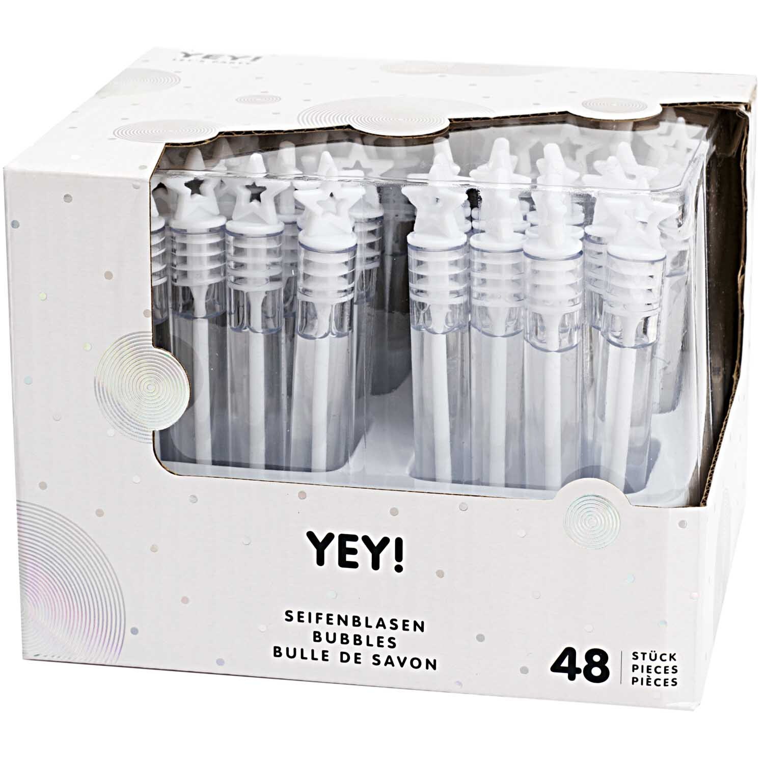 Seifenblasen 48 Stück in transparenter Verpackung von Rico Design, ideal für Partys und Feiern.
