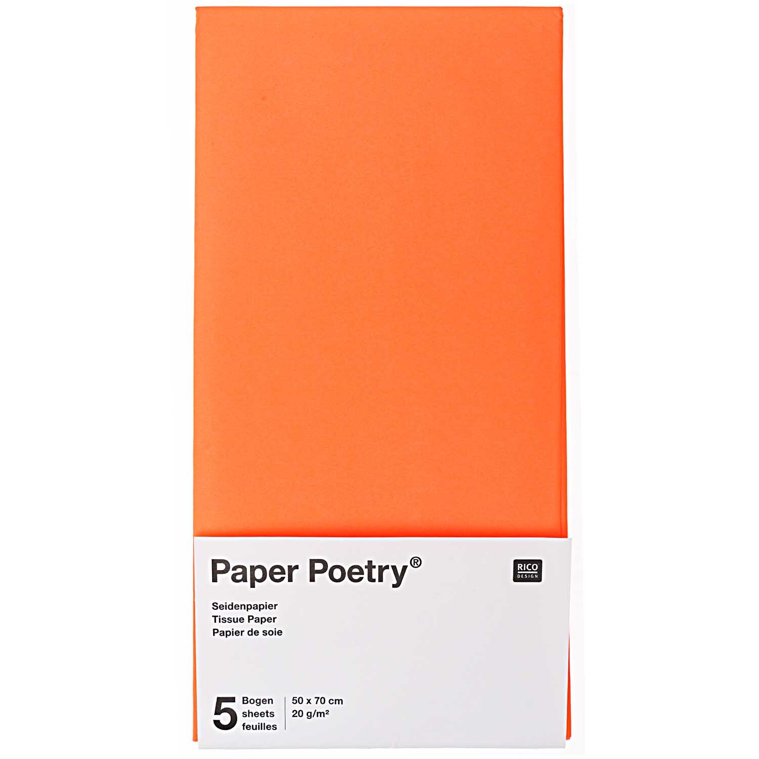 Seidenpapier 50x70cm 5 Bogen Farbe Neonrot von Rico Design Seidenpapier 50x70cm 5 Bogen in leuchtendem Neonrot von Rico Design, ideal für kreative Projekte.