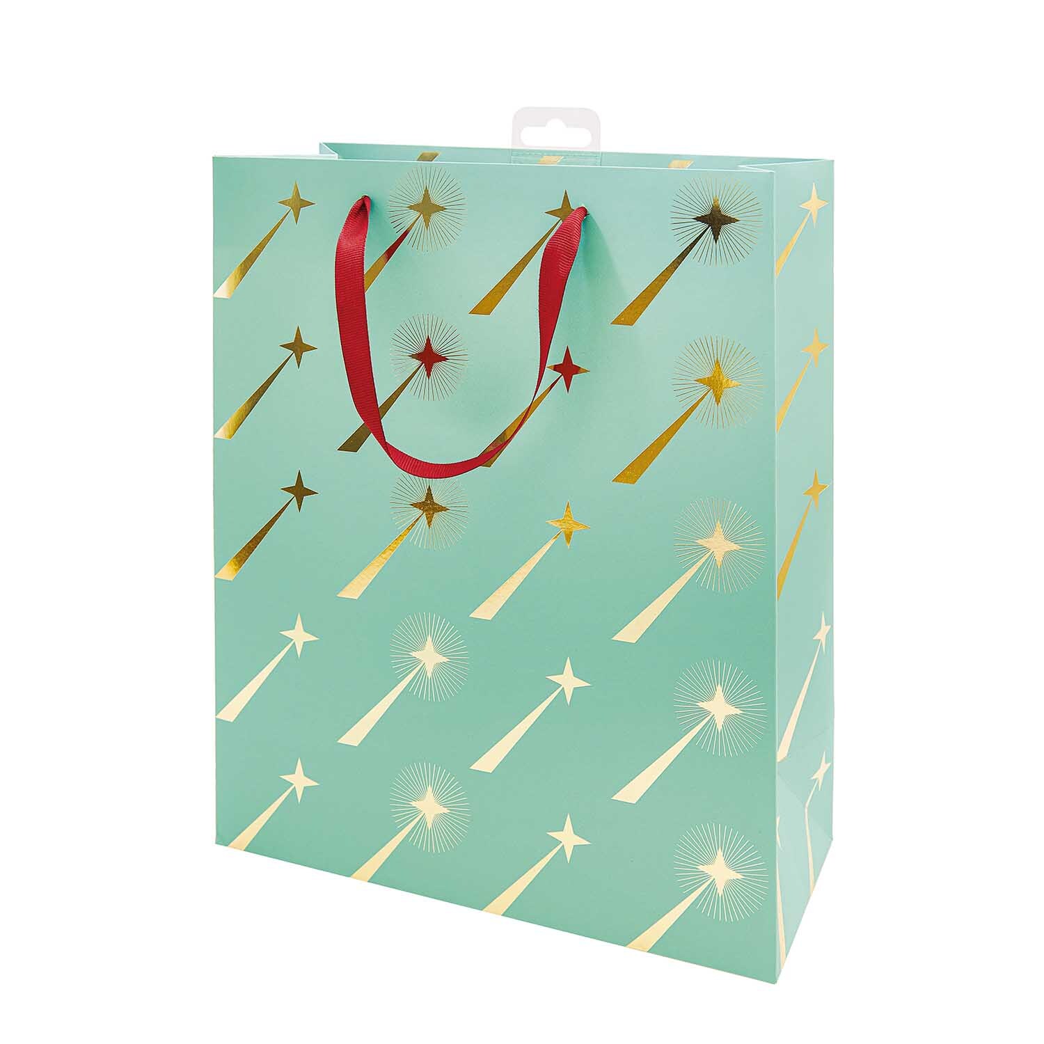 Paper Poetry Geschenktüte Sternschnuppen türkis 26x32x12cm von Rico Design