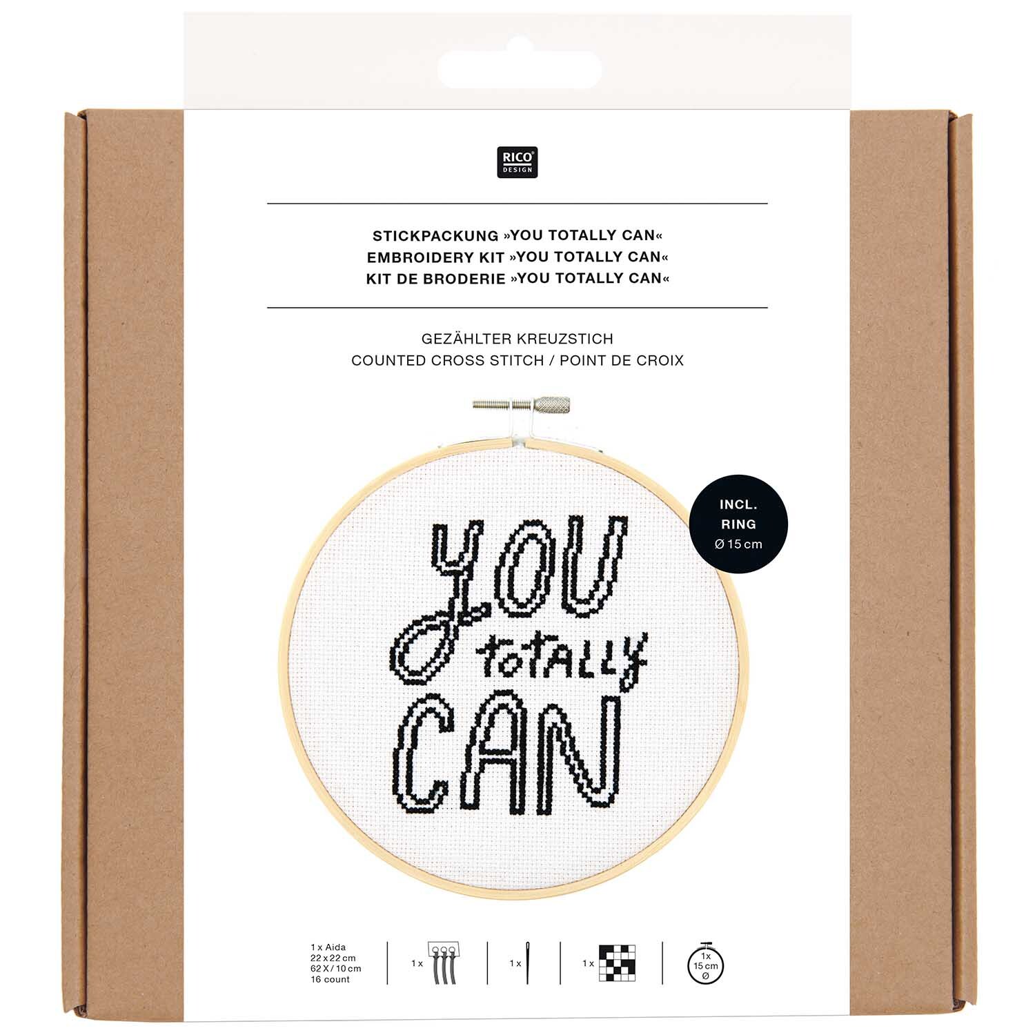 Pack de broderie Image You Totally Can Ø15cm from Rico Design