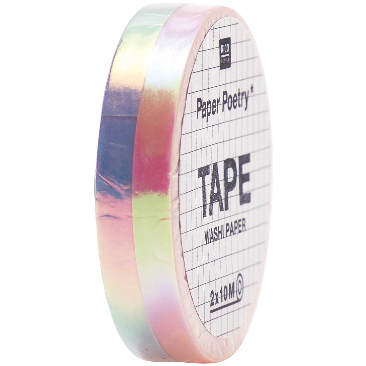 Paper Poetry Tapes irisierend 5mm 10m 2 Stück Farbe Rosa-Flieder von Rico Design Paper Poetry Tapes irisierend 5mm 10m 2 Stück, schimmernd in Rosa-Flieder, von Rico Design, auf schwarzem Hintergrund.