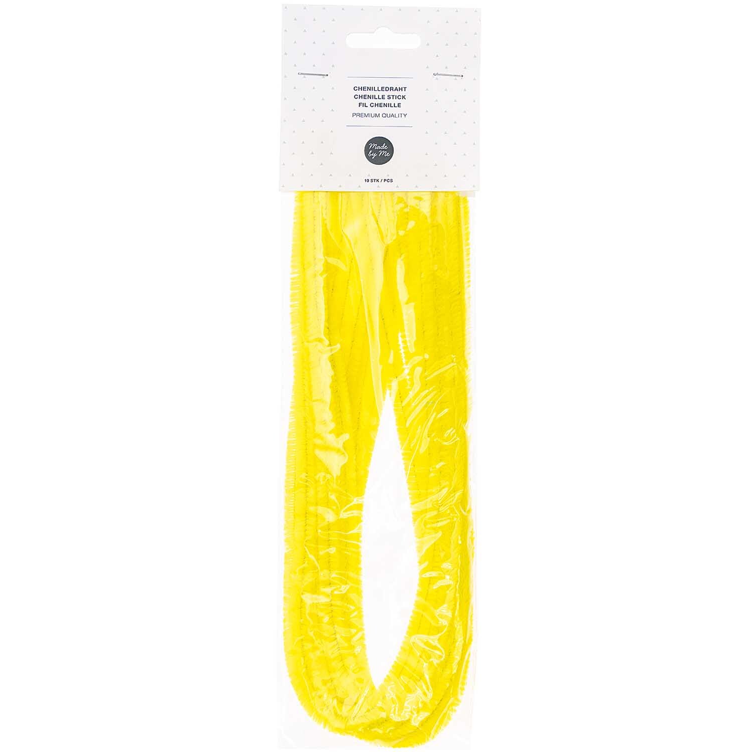 Chenilledraht 50cm 10 Stück Farbe Gelb von Rico Design Chenilledraht 50cm 10 Stück in leuchtendem Gelb von Rico Design, verpackt in einer transparenten Hülle.