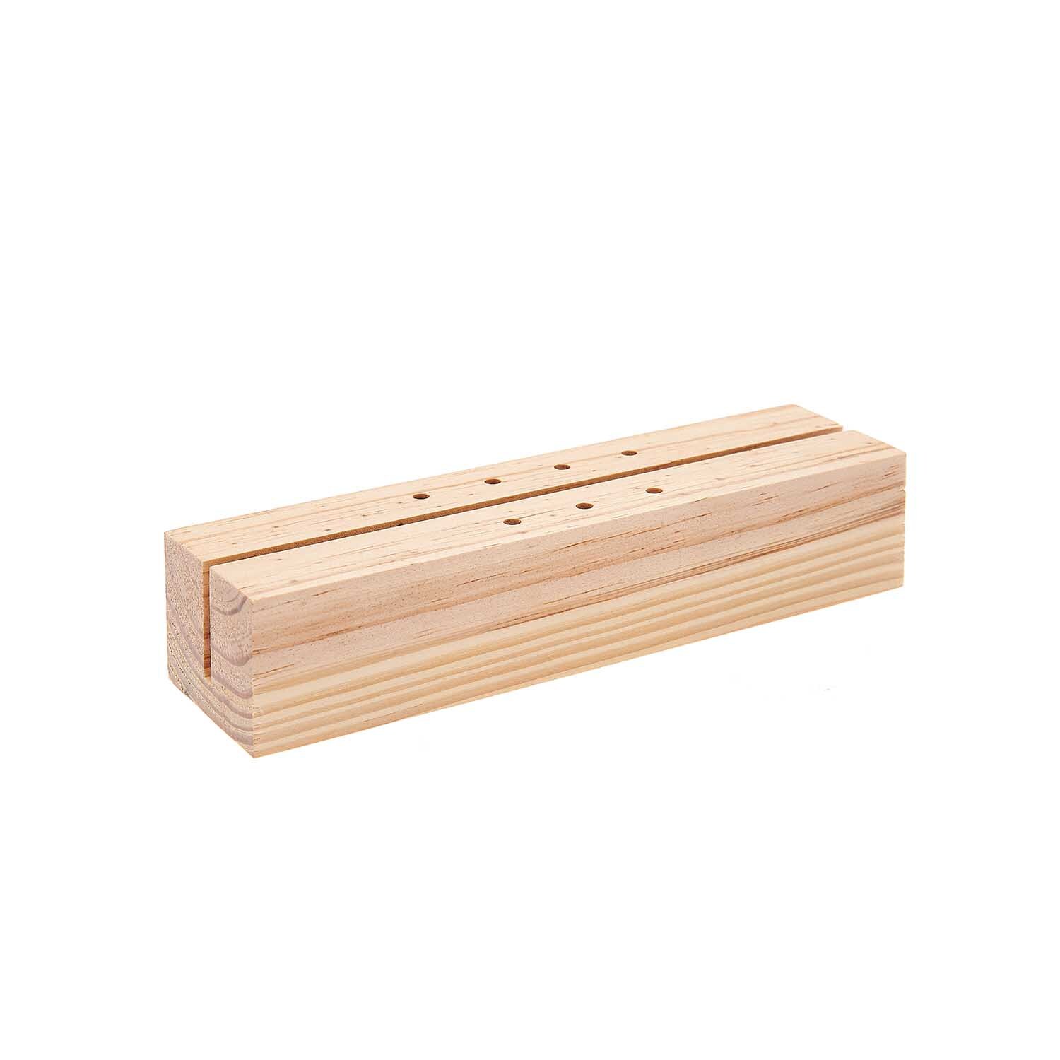 Holzständer für Metallringe aus hellem Naturholz, rechteckig, von Rico Design, 18x5x4cm.
