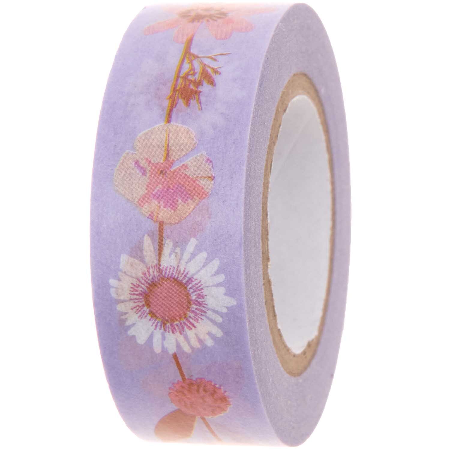 Paper Poetry Tape mit Blumenranken auf fliederfarbenem Hintergrund, 1,5 cm breit, 10 m lang. Ideal für kreative Projekte. Marke: Rico Design.