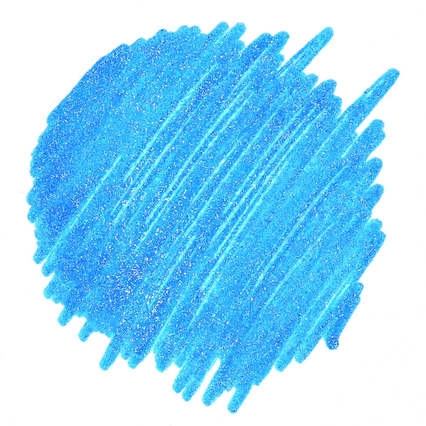 Gel pen Glitter 1mm colour Blue from Rico Design Gelstift Glitter 1mm von Rico Design: Ein blauer, glitzernder Kreis, der die Farbe und Textur des Stifts zeigt.