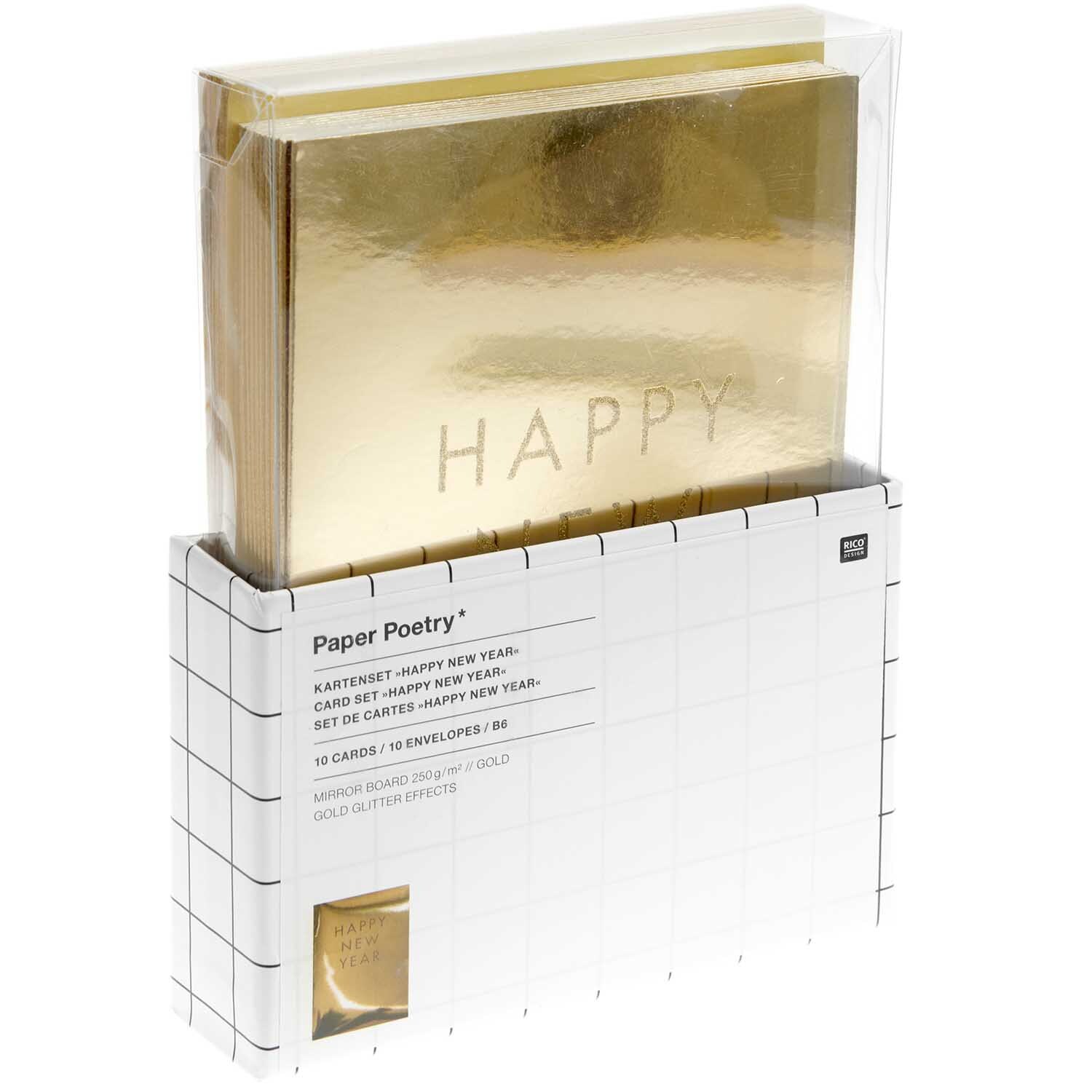 Paper Poetry Kartenset Happy New Year gold 20-teilig von Rico Design