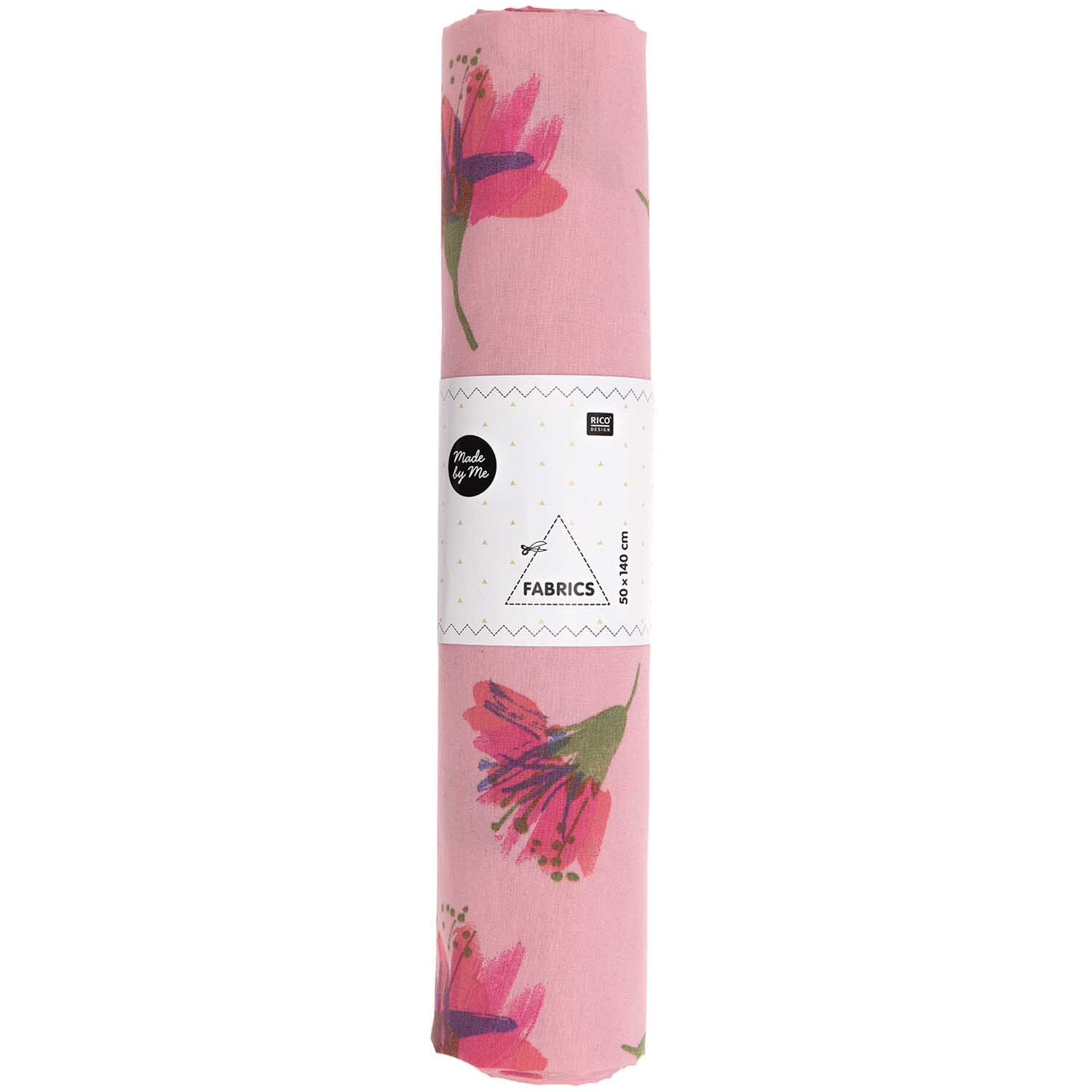 Stoffabschnitt Druckstoff Aquarellblüten lachs 50x140cm von Rico Design