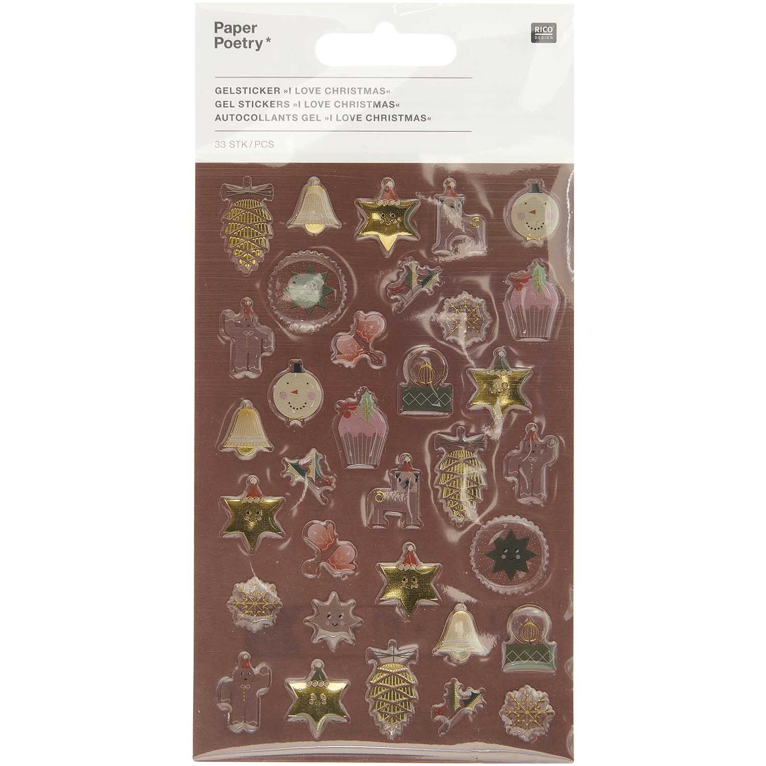 Paper Poetry Gelsticker I love Christmas 1 Blatt von Rico Design