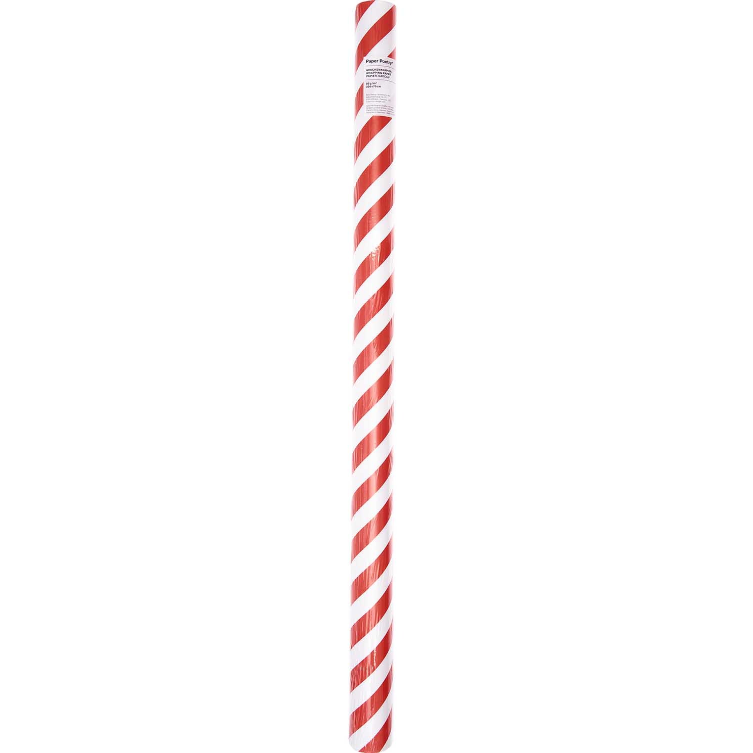 Paper Poetry Geschenkpapier Streifen rot-weiß 70cm 2m 80g/m² von Rico Design