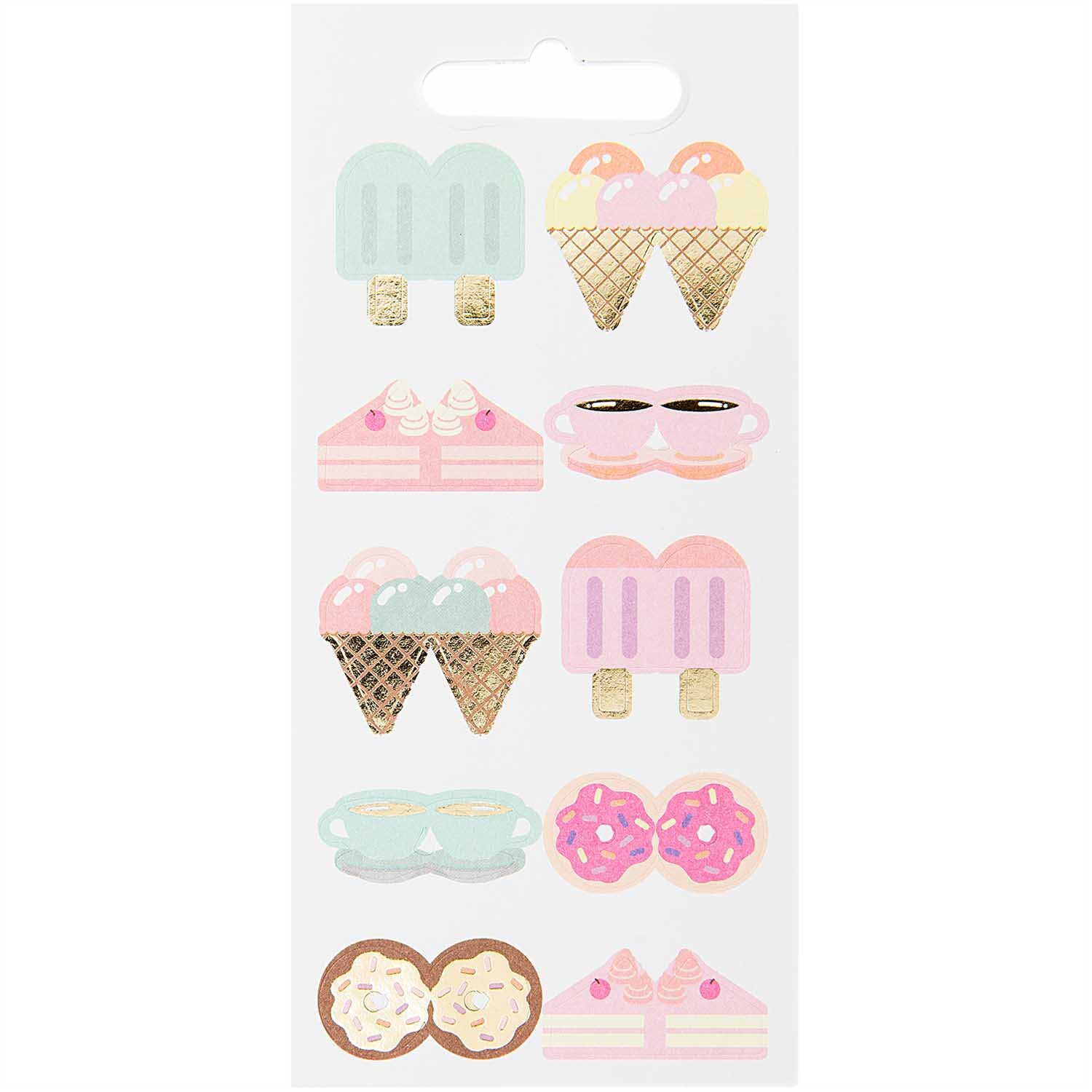 Paper Poetry Stickerbuch Register Blumen zeigt bunte Eiscreme- und Dessertsticker von Rico Design.