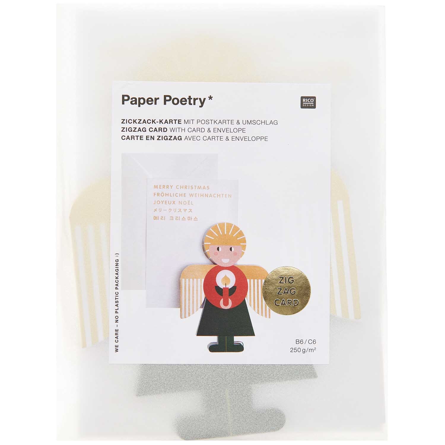 Paper Poetry Zickzack-Karte Engel rot-grün 68x16,5cm von Rico Design