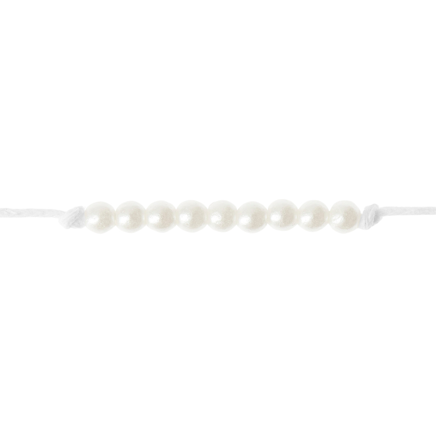 itoshii Kunststoffperlen Perlweiß, Ø4mm, 300 Stück. Weiße Perlen aufgereiht, ideal für Schmuckdesign und Bastelprojekte.