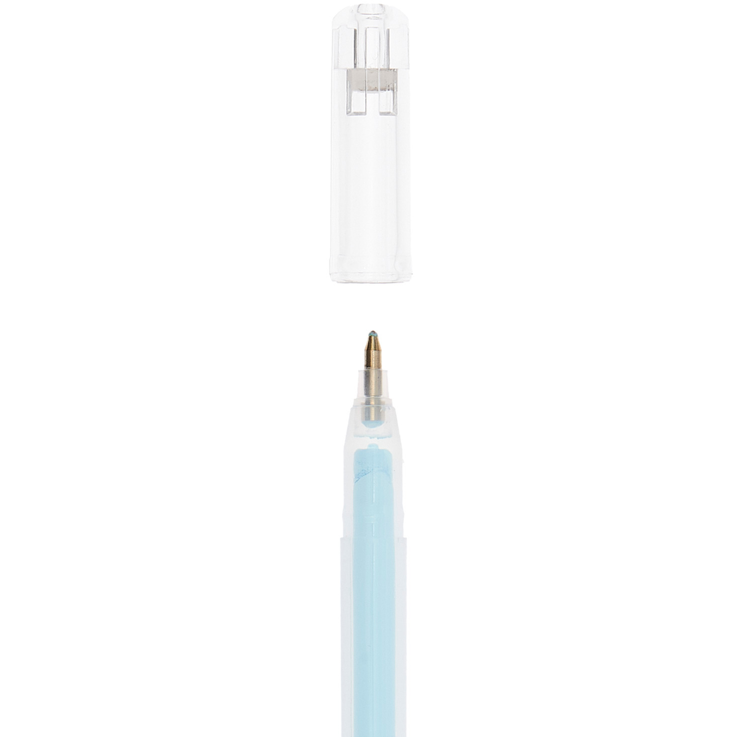 Gel pen pastel 0.8mm colour Blue from Rico Design Gelstift Pastell 0,8mm mit transparentem Deckel und blauer Tinte, ideal für präzises Schreiben.