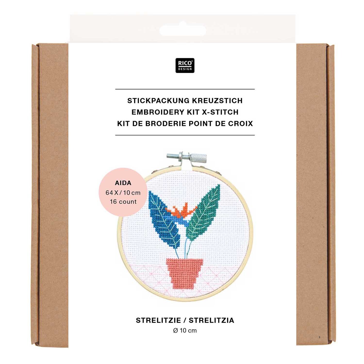 Mini Kit de broderie Image Strelitzie Ø 10cm from Rico Design