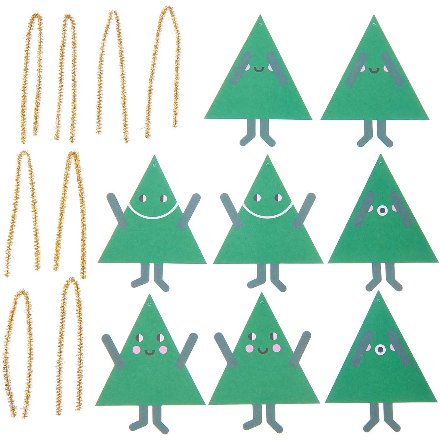 Paper Poetry Geschenkanhänger Tannen 8 Stück von Rico Design Paper Poetry Geschenkanhänger Tannen, 8 Stück, grüne Tannenbaum-Anhänger mit fröhlichen Gesichtern und goldenen Bändern von Rico Design.