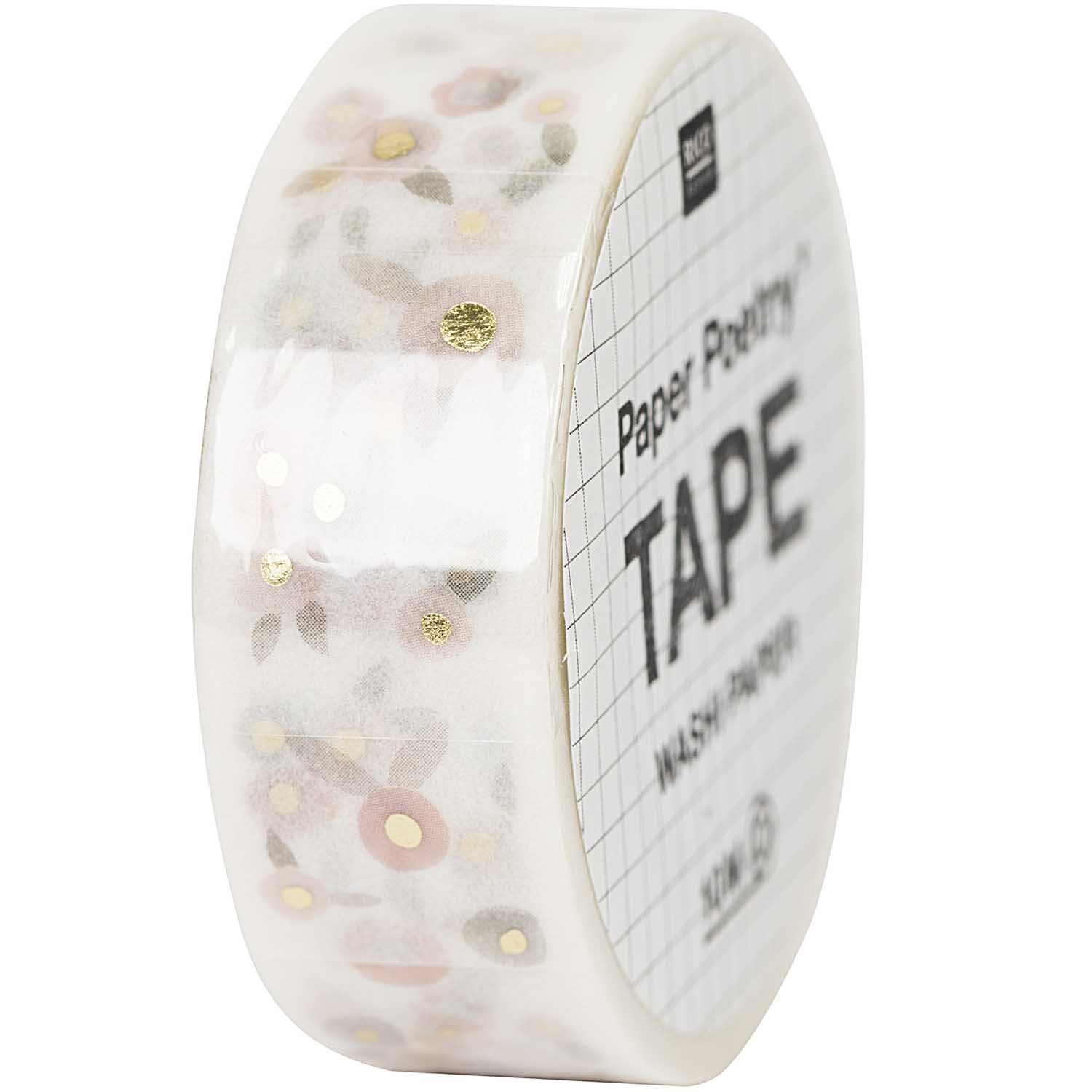 Paper Poetry Tape Blüten puder-gold 1,5cm 10m von Rico Design