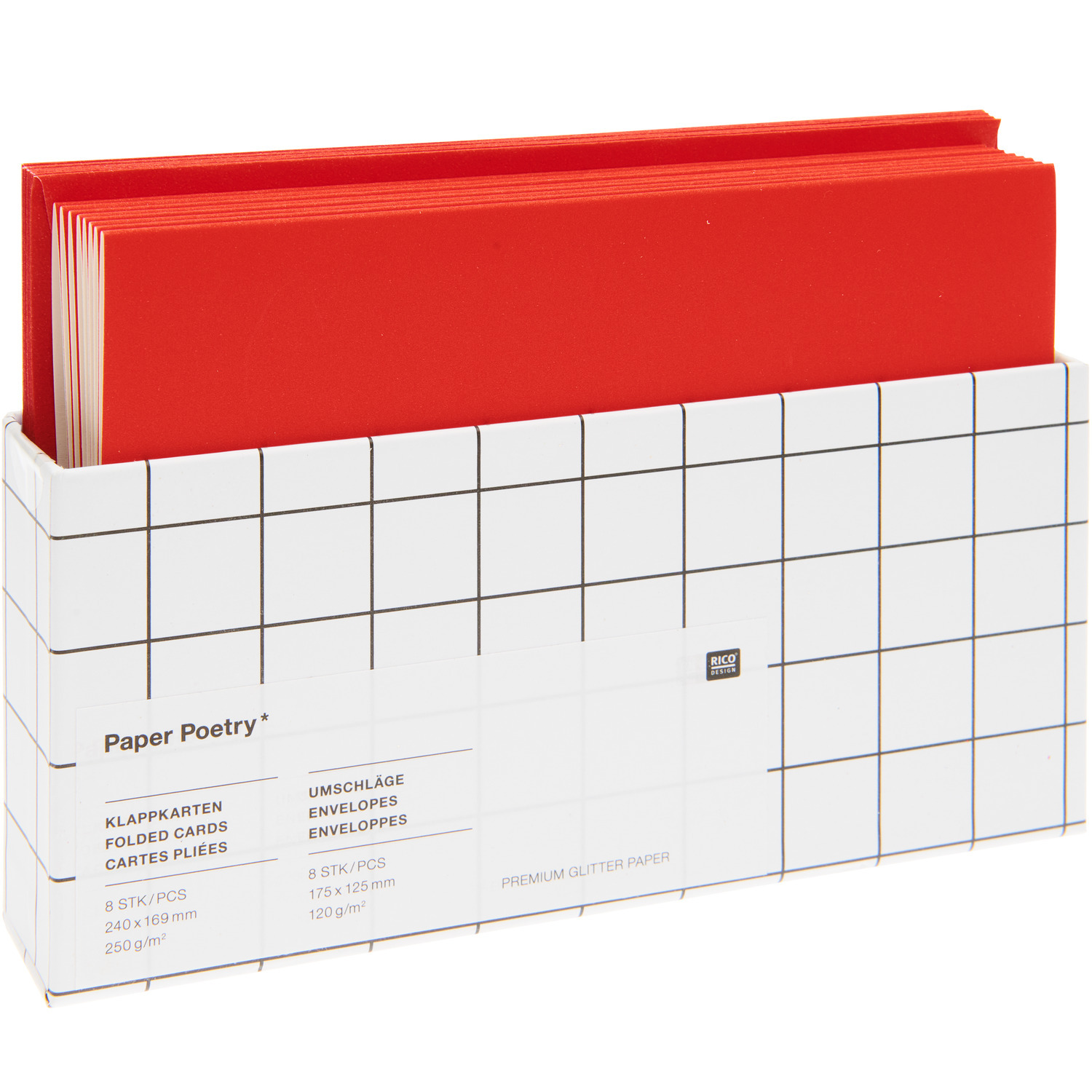 Paper Poetry Karten- und Umschlagset Matt B6, 16-teilig, in Rot. Hochwertiges Set von Rico Design für kreative Projekte und besondere Anlässe.