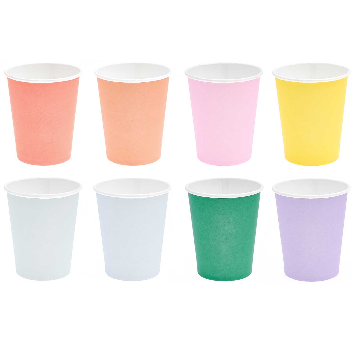 Gobelet en carton coloré 250ml 8 pièces from Rico Design Pappbecher bunt 250ml 8 Stück von Rico Design in verschiedenen Farben wie Rosa, Gelb und Grün.