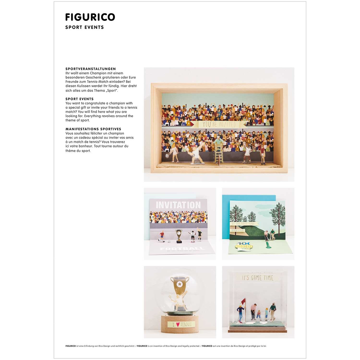 Figurico Papierkulissen Block DIN A4 10 Blatt von Rico Design Figurico Papierkulissen Block DIN A4 mit 10 Blättern zeigt bunte Sportveranstaltungen in 3D. Ideal für kreative Bastelprojekte und Dekorationen.