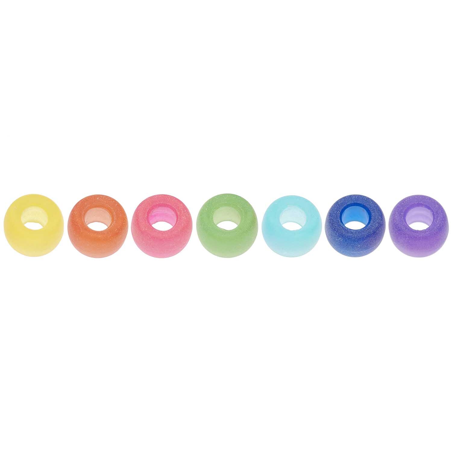 Itoshii - Ponii Beads frozen Regenbogen 9x6mm, 400 Stück. Bunte Perlen in Regenbogenfarben von Rico Design. Ideal für kreative Bastelprojekte.
