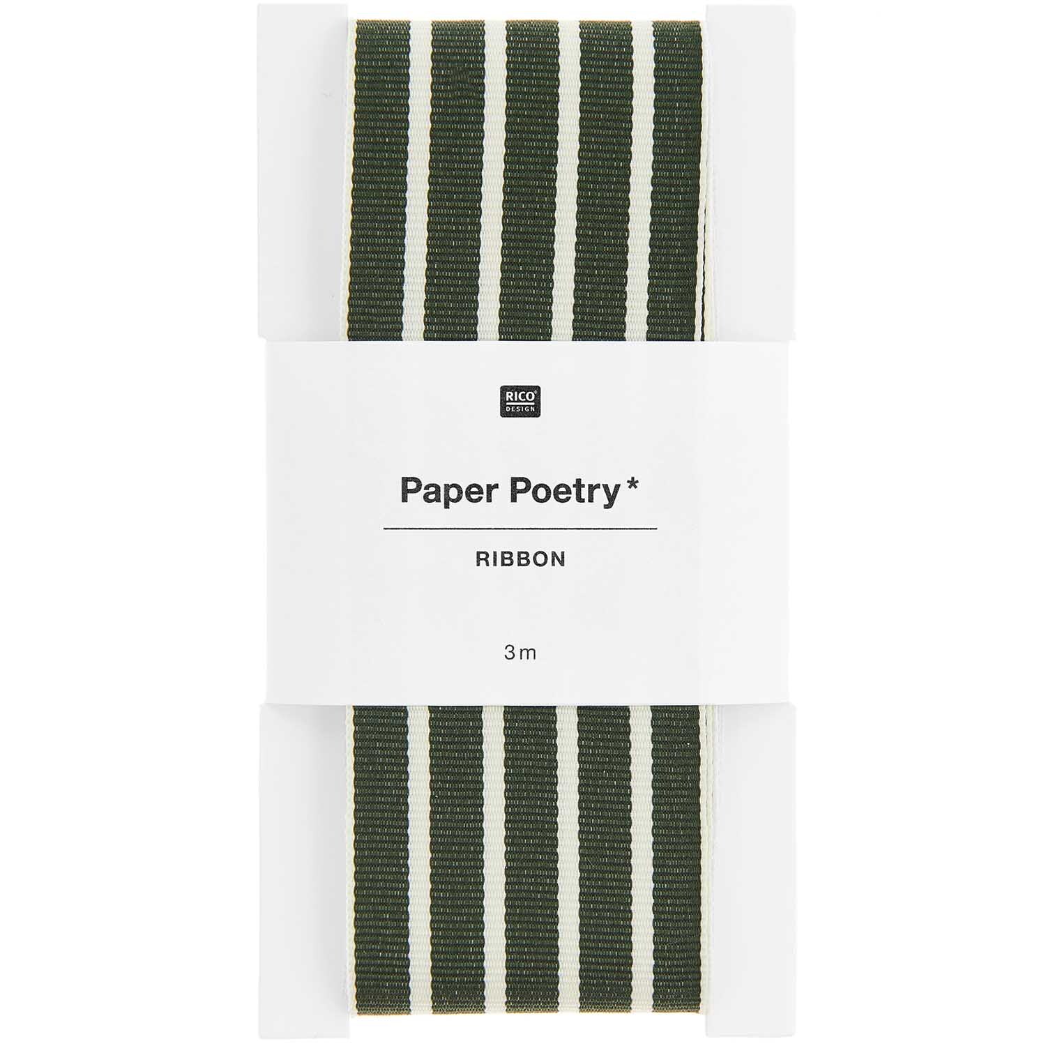 Paper Poetry Webband Streifen 38mm 3m Farbe Grün-Creme von Rico Design Paper Poetry Webband Streifen 38mm 3m in Grün-Creme von Rico Design, ideal für kreative Bastelprojekte.