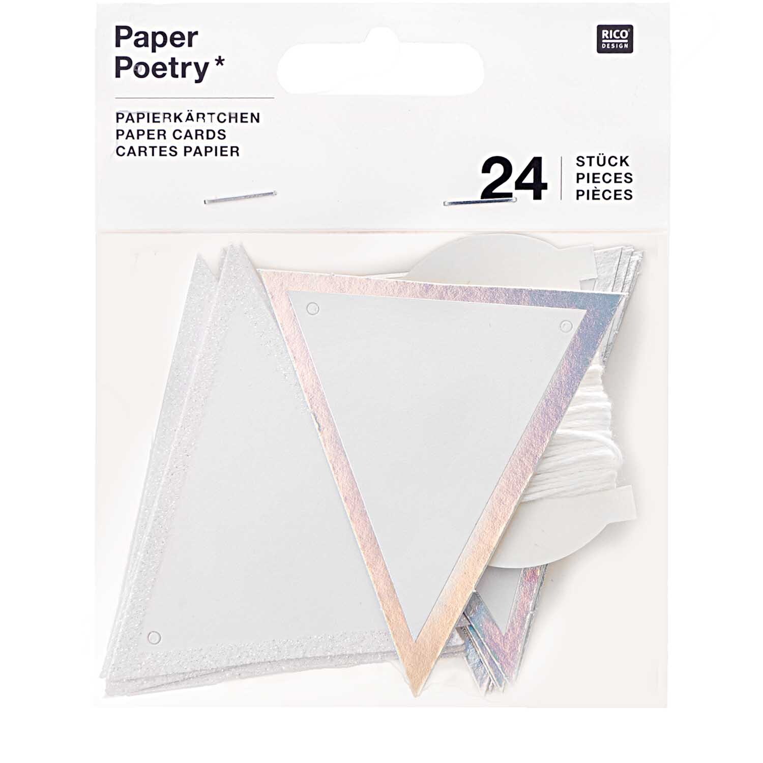 Paper Poetry Papierwimpel glitter-irisierend 6,5x7,5cm 24 Stück von Rico Design
