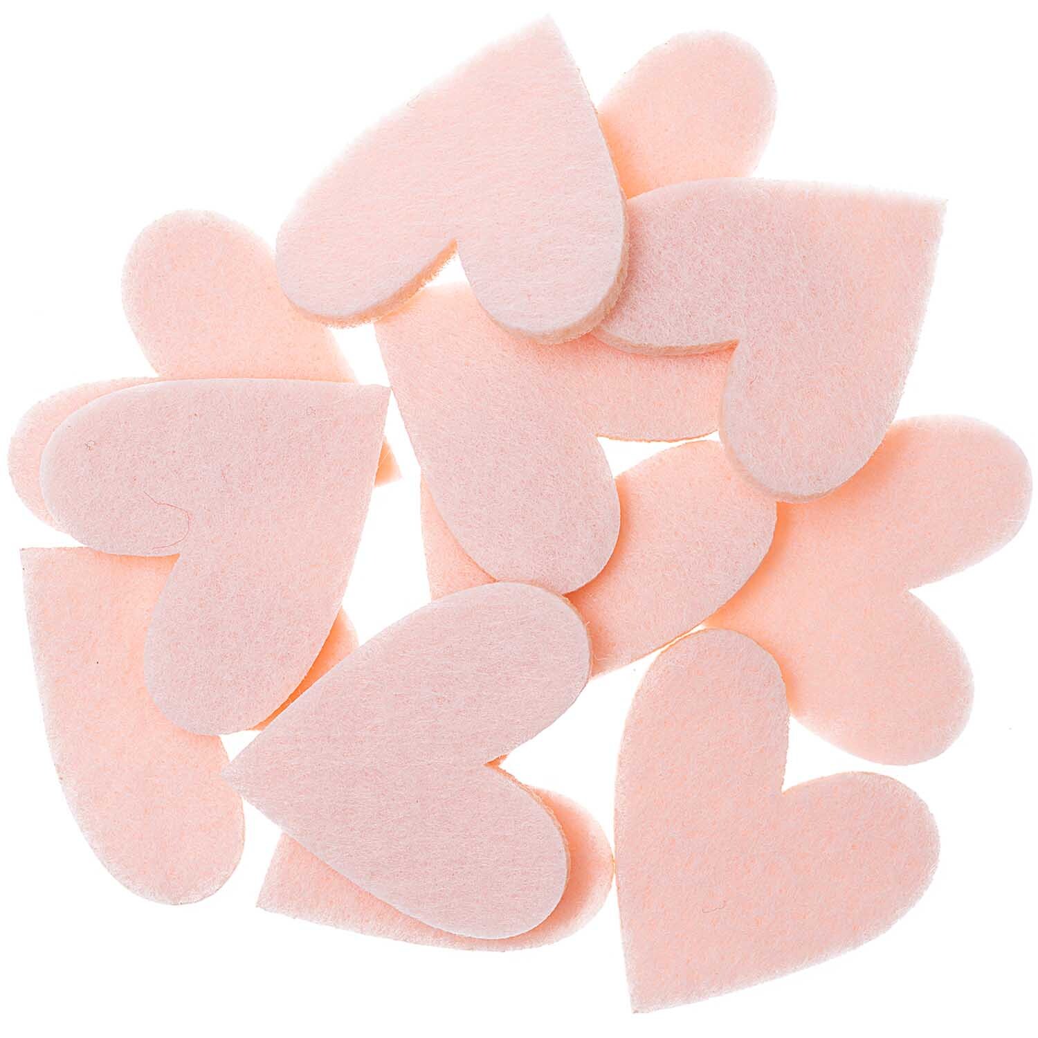 Filzstreu Herz 12 Stück Farbe Rosa von Rico Design Filzstreu Herz 12 Stück von Rico Design in Rosa. Zehn herzförmige Filzdekorationen auf weißem Hintergrund.