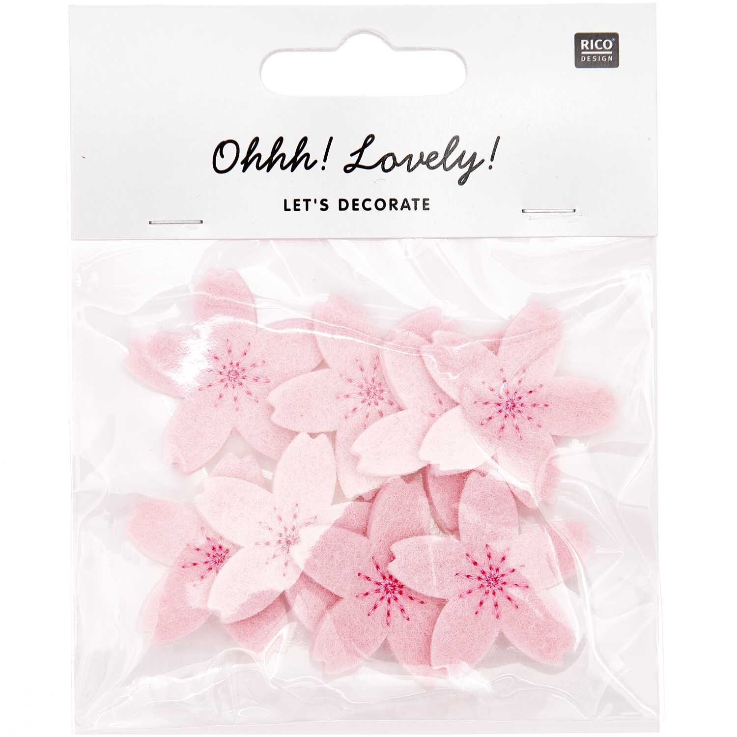 Filzstreu Kirschblüten rosa-pink 35x35mm 8 Stück von Rico Design