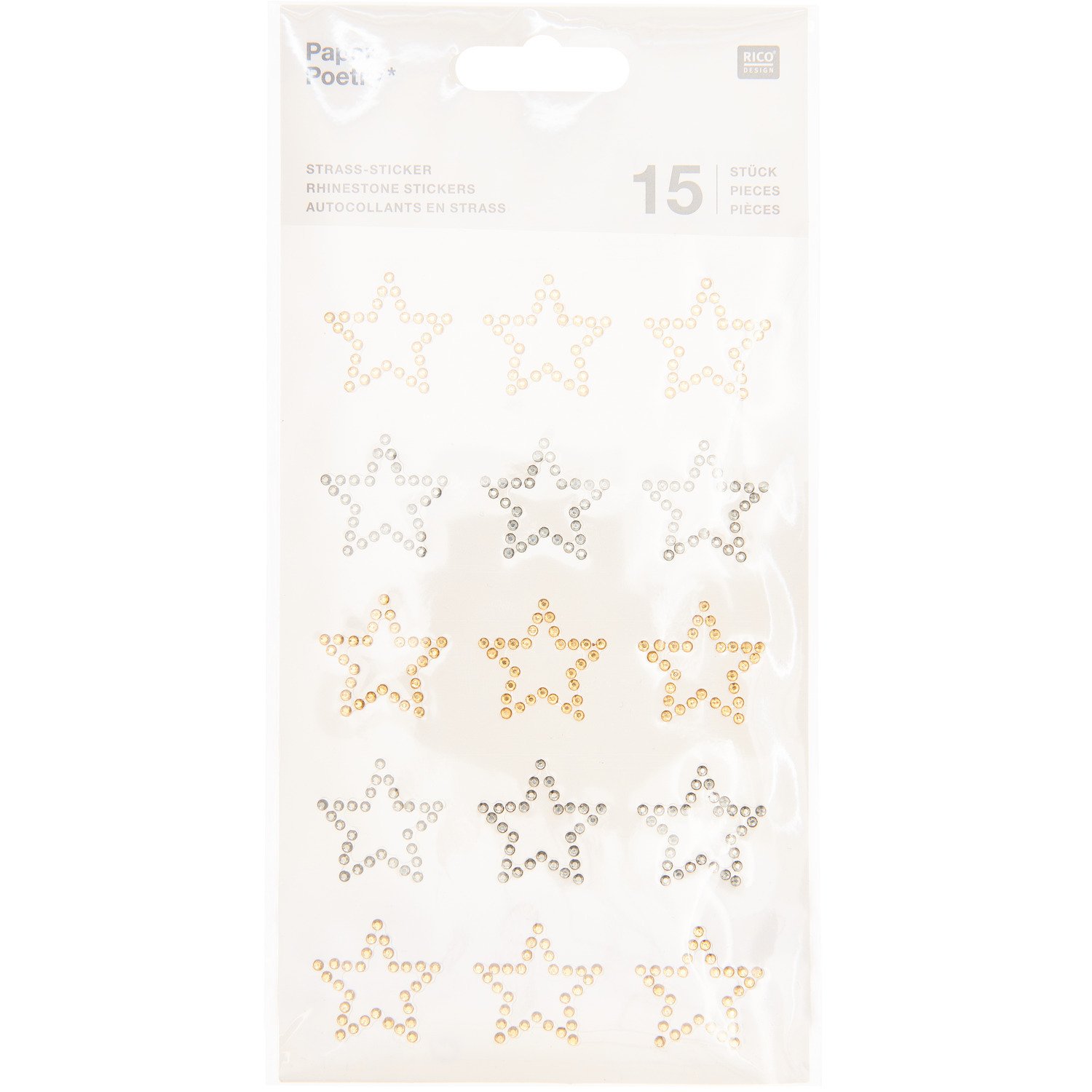 Paper Poetry Strass-Sticker Sterne 15 Stück von Rico Design