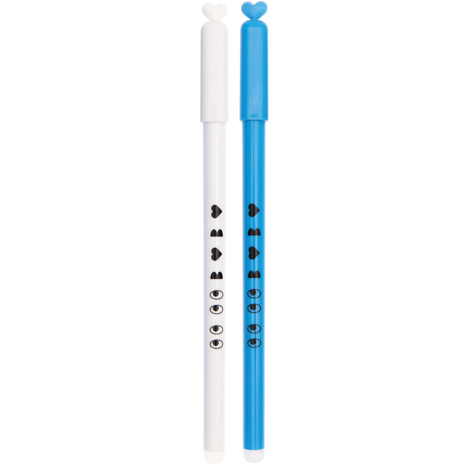 Rico Design x Redfries Gelstifte in Weiß und Blau mit Herz-Design, ideal für kreatives Schreiben.