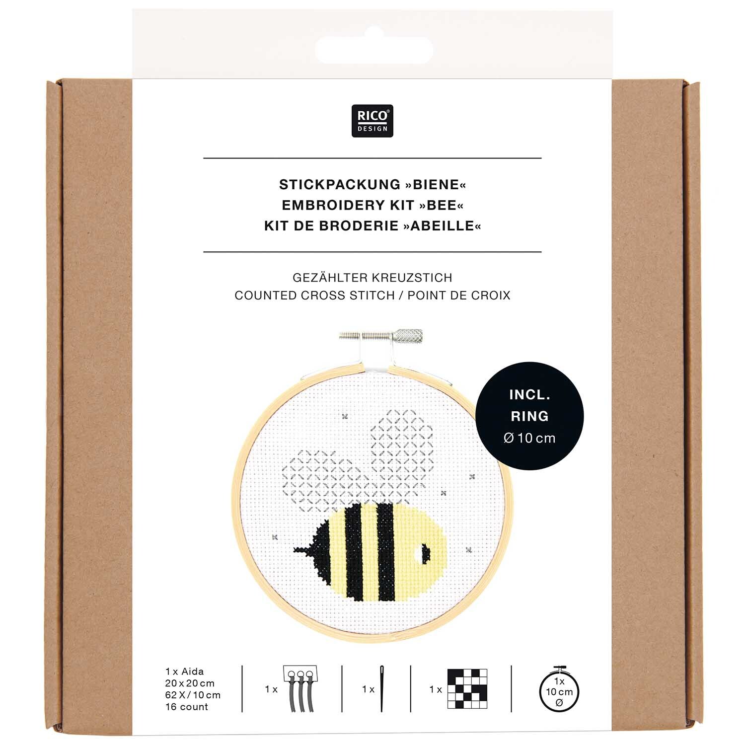 Paquet à broder image abeille Ø10cm from Rico Design