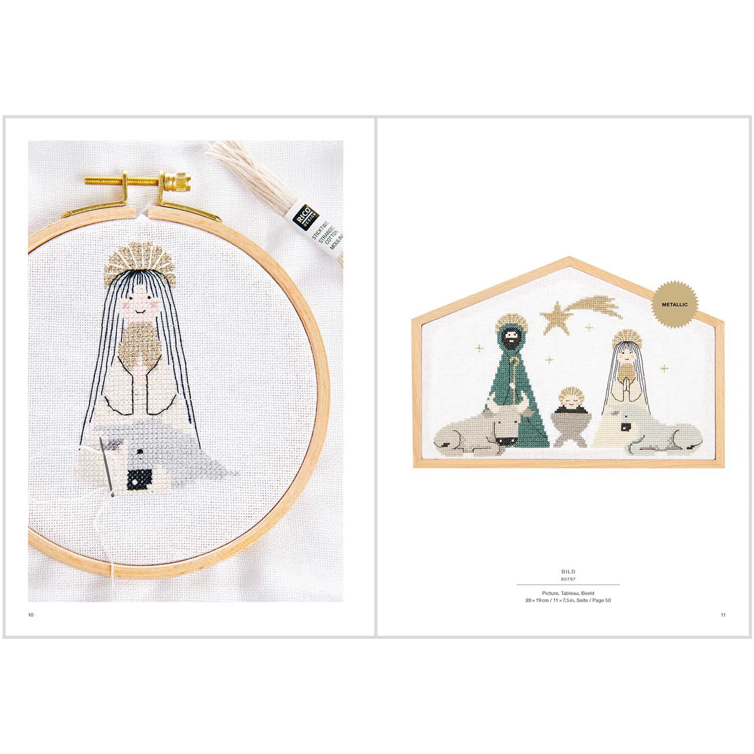Livret de broderie Christmas Joy No. 182 from Rico Design Stickbuch Christmas Joy Nr. 182 zeigt ein weihnachtliches Stickmuster mit Krippenszene von Rico Design.