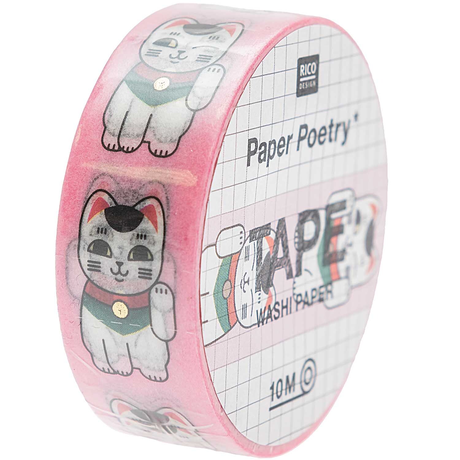Paper Poetry Tape Jardin Japonais Winkekatze 1,5cm 10m c von Rico Design