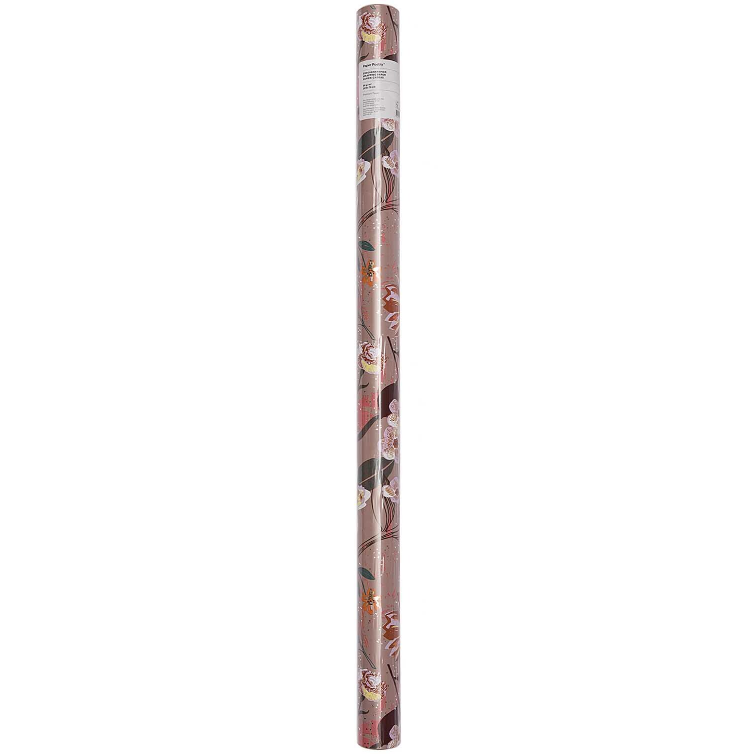 Paper Poetry Geschenkpapier Natur Blumen mauve 70cm 2m Hot Foil von Rico Design